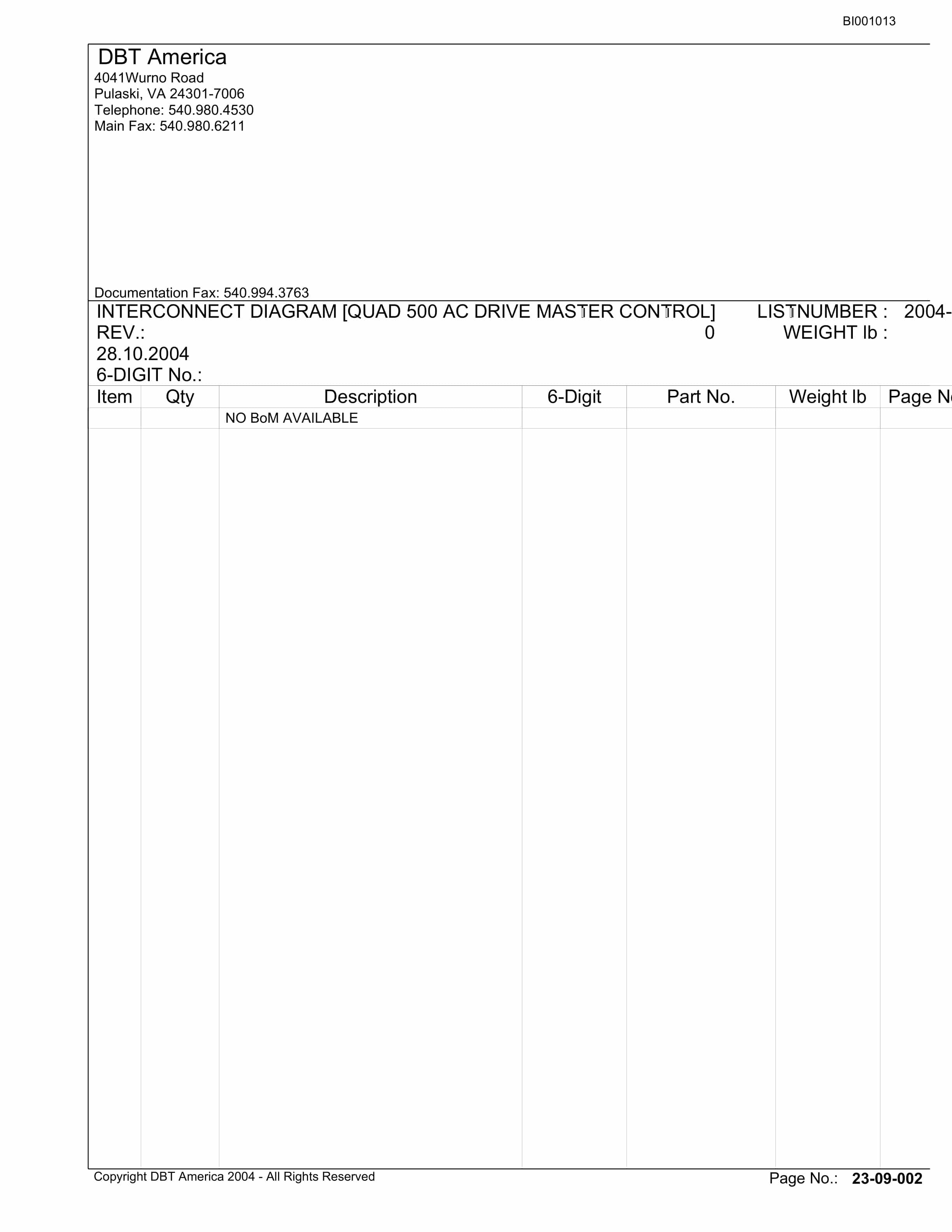 Bucyrus Belt System Parts Catalog BI001013-5