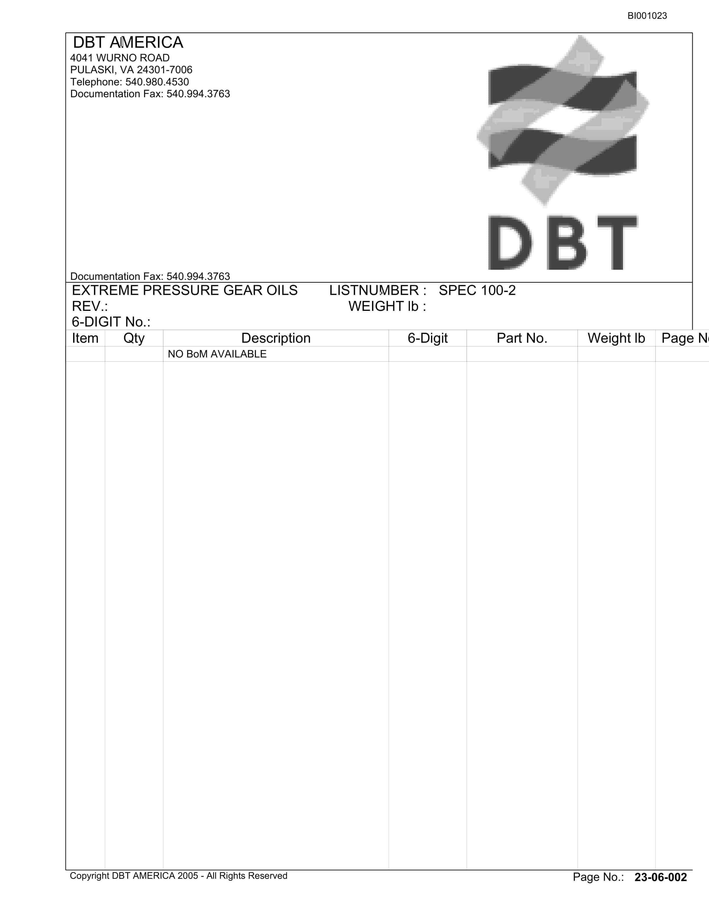 Bucyrus Belt System Parts Catalog BI001023-4
