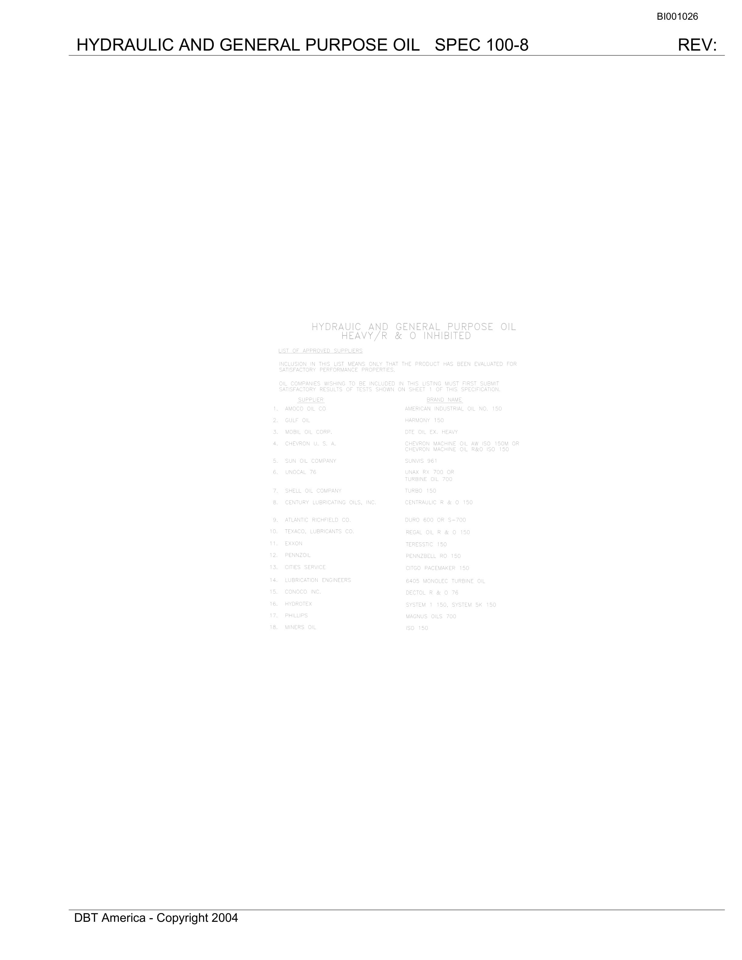 Bucyrus Belt System Parts Catalog BI001026-4