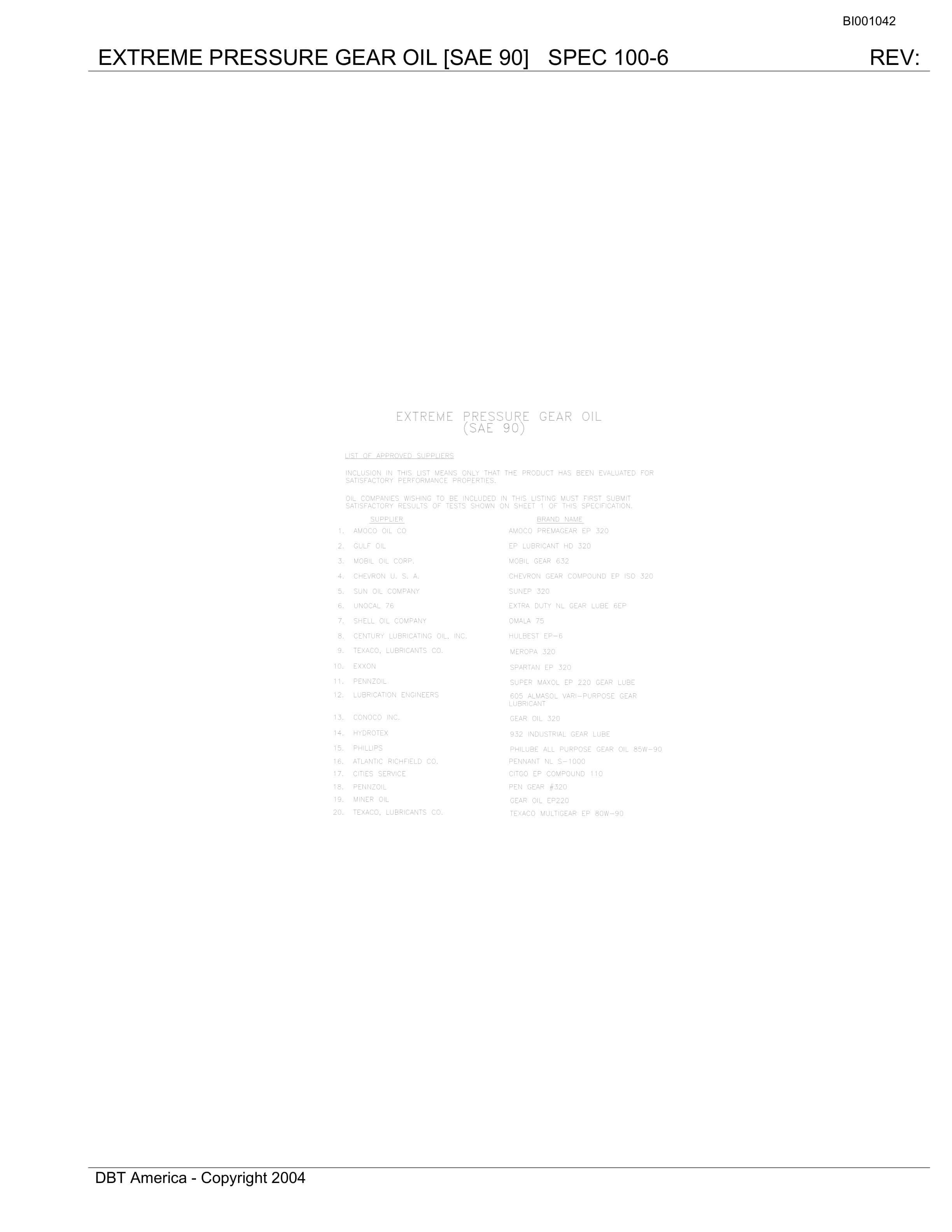 Bucyrus Belt System Parts Catalog BI001042-4
