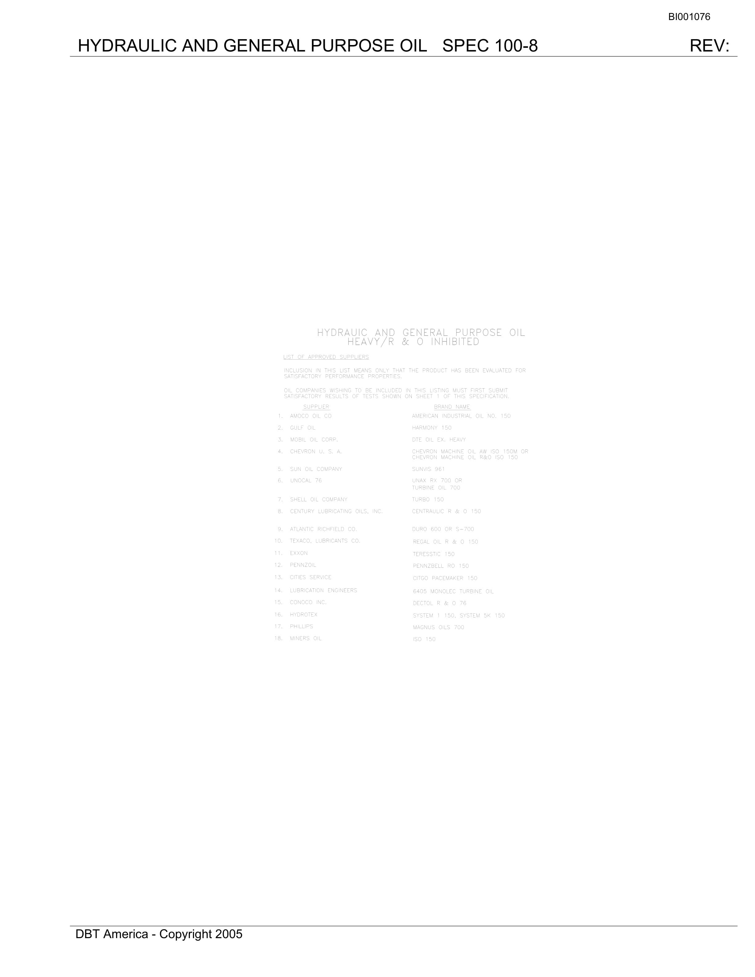 Bucyrus Belt System Parts Catalog BI001076-5