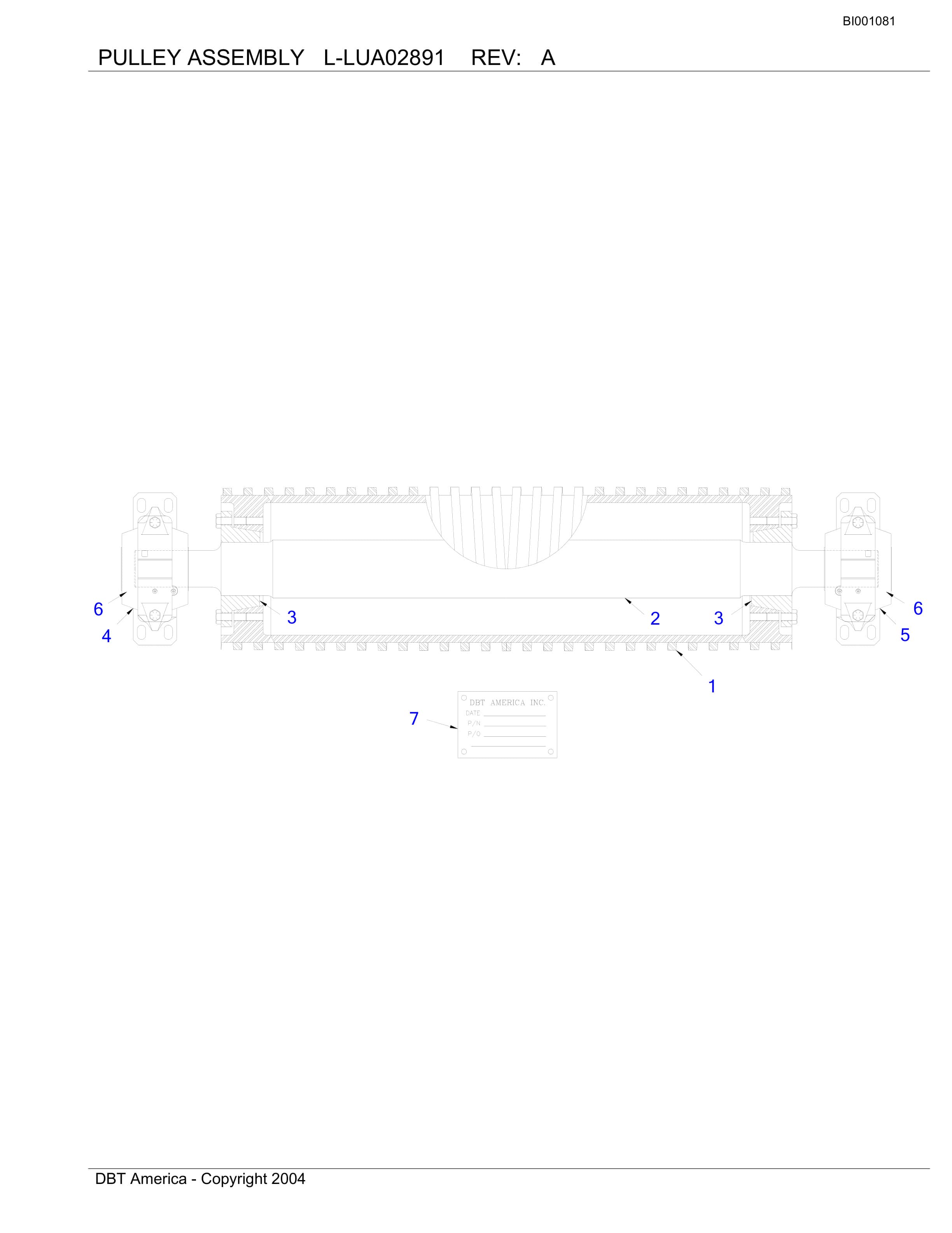 Bucyrus Belt System Parts Catalog BI001081-4