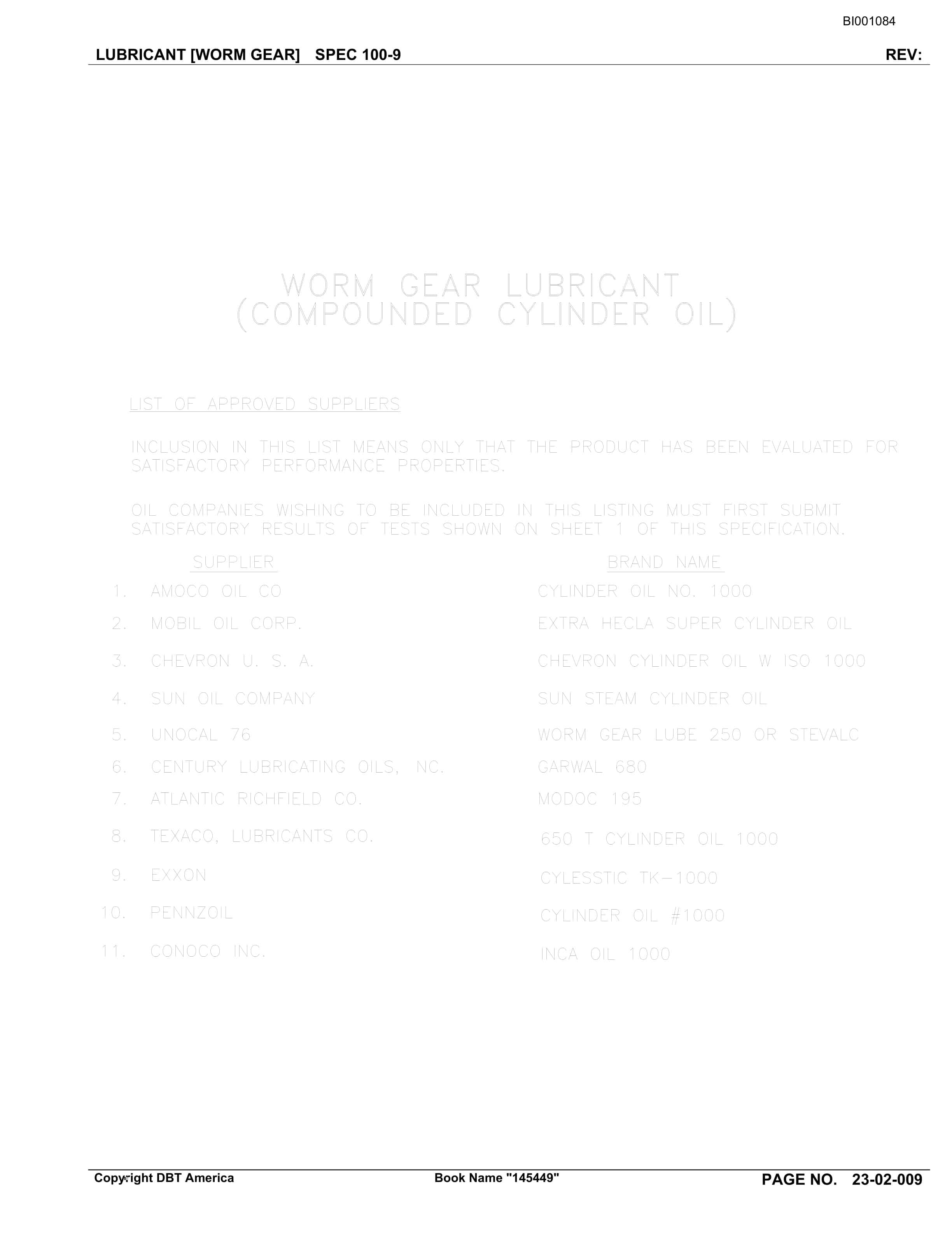 Bucyrus Belt System Parts Catalog BI001084-5