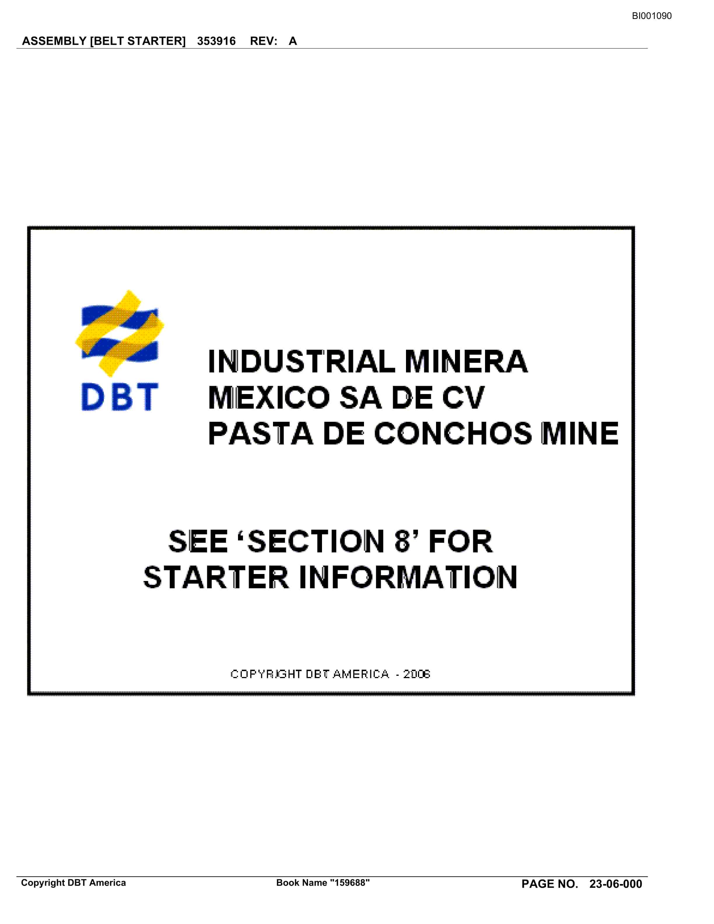 Bucyrus Belt System Parts Catalog BI001090-3