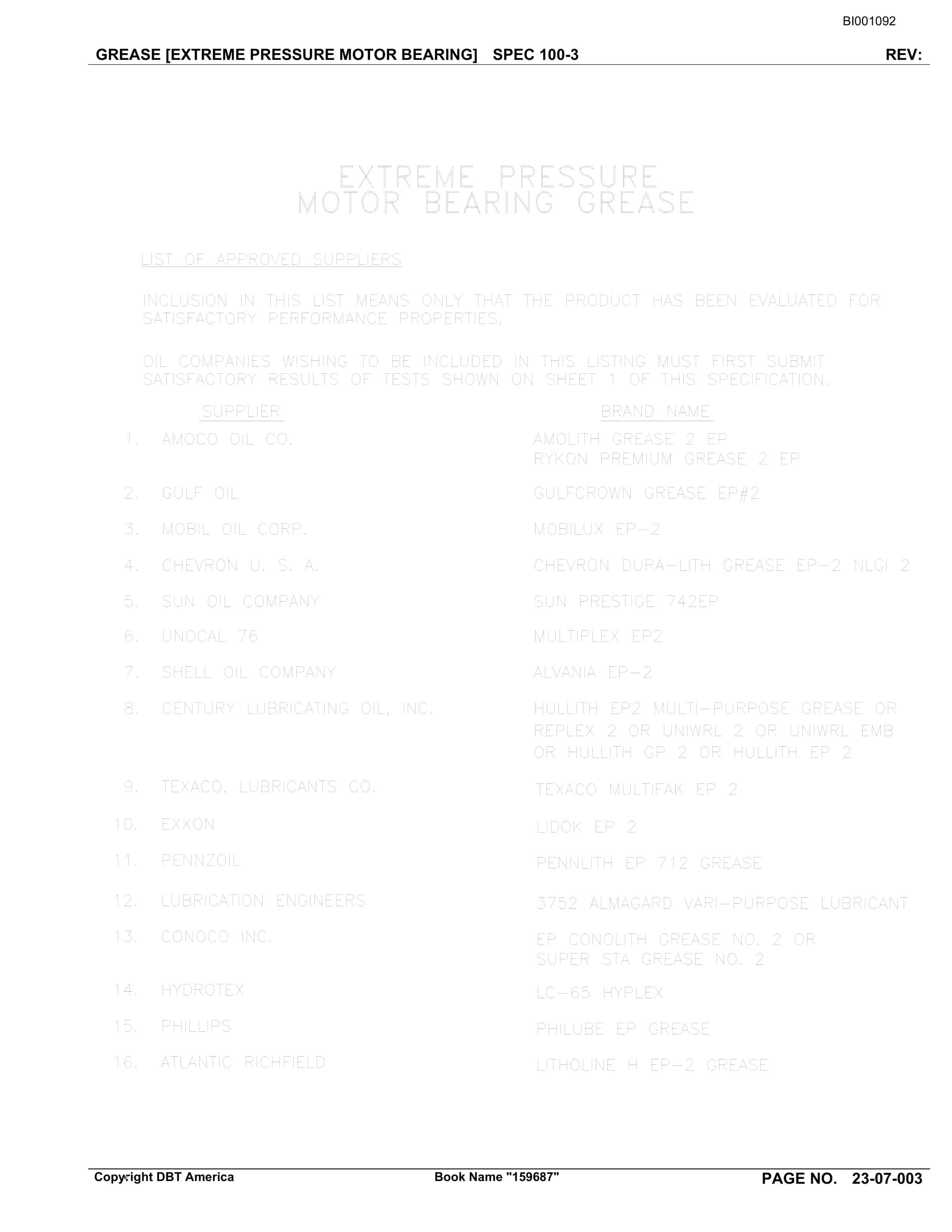 Bucyrus Belt System Parts Catalog BI001092-4