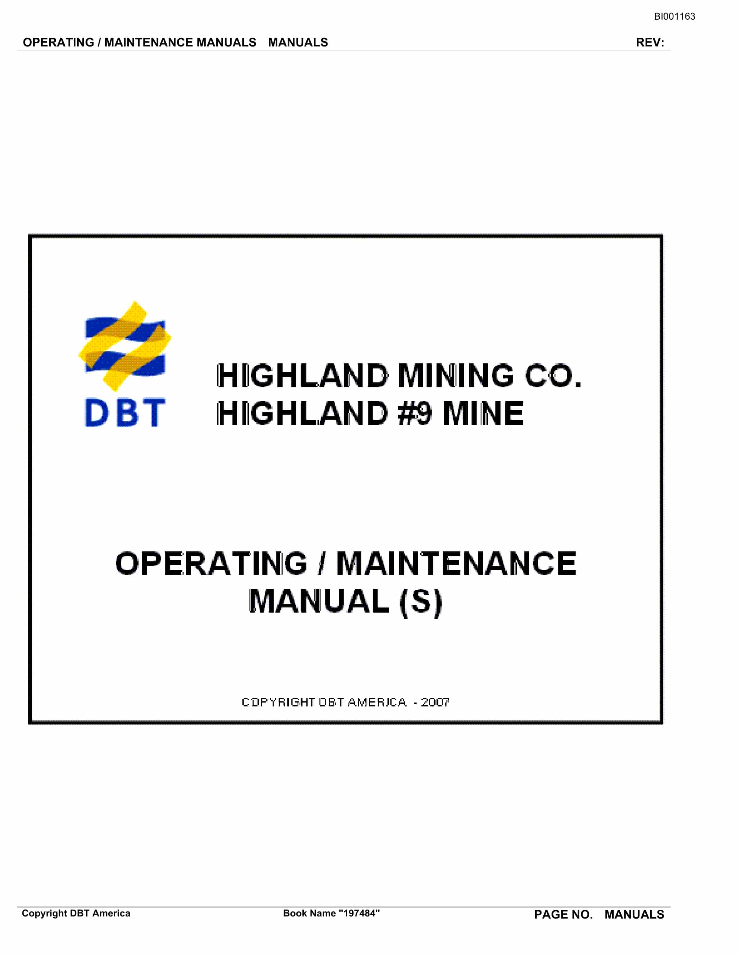 Bucyrus Belt System Parts Catalog BI001163-3