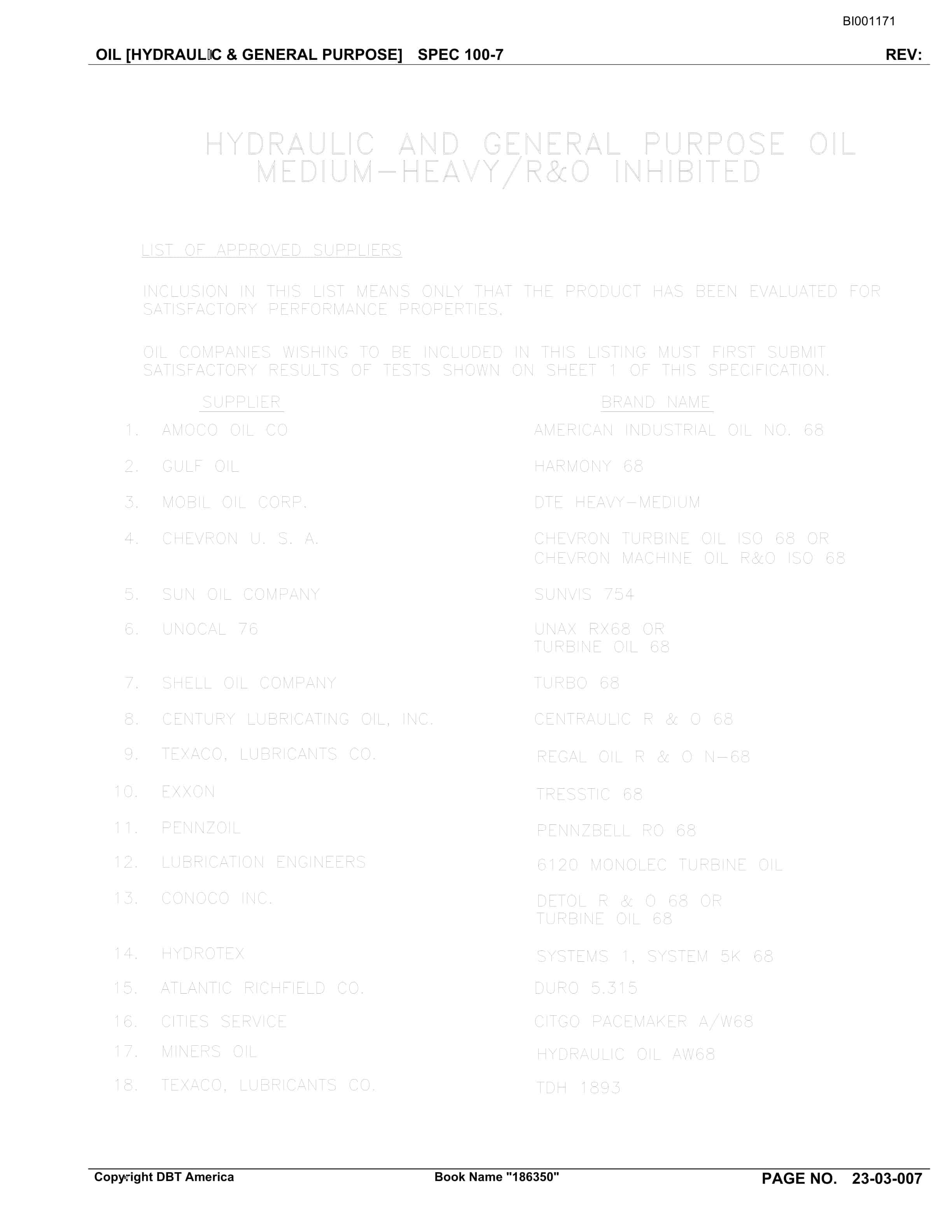 Bucyrus Belt System Parts Catalog BI001171-3