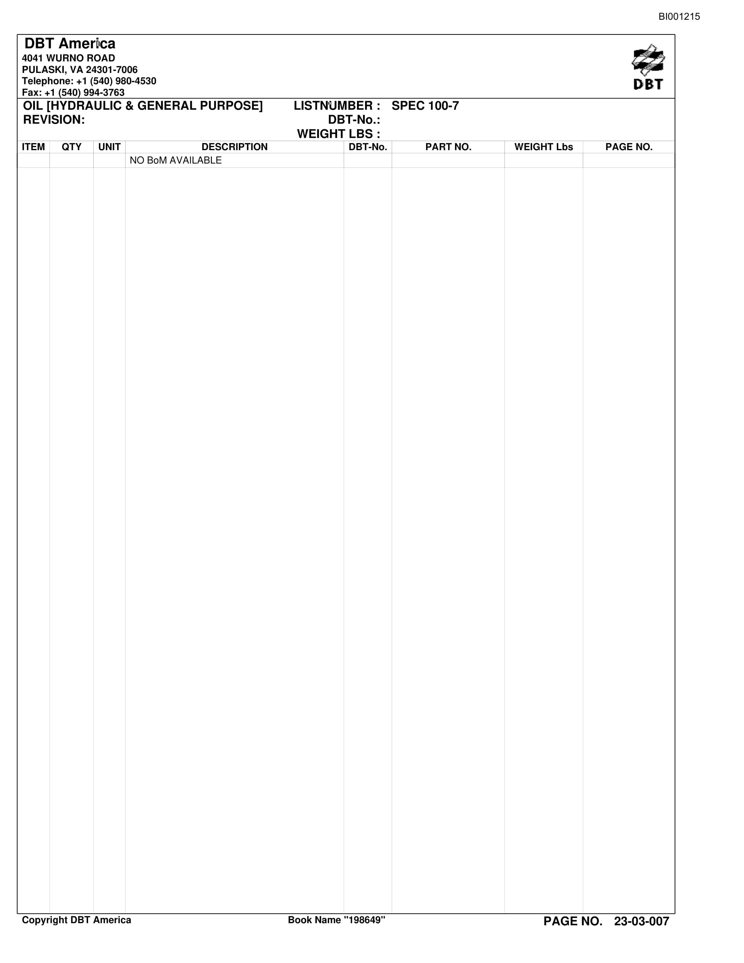 Bucyrus Belt System Parts Catalog BI001215-4
