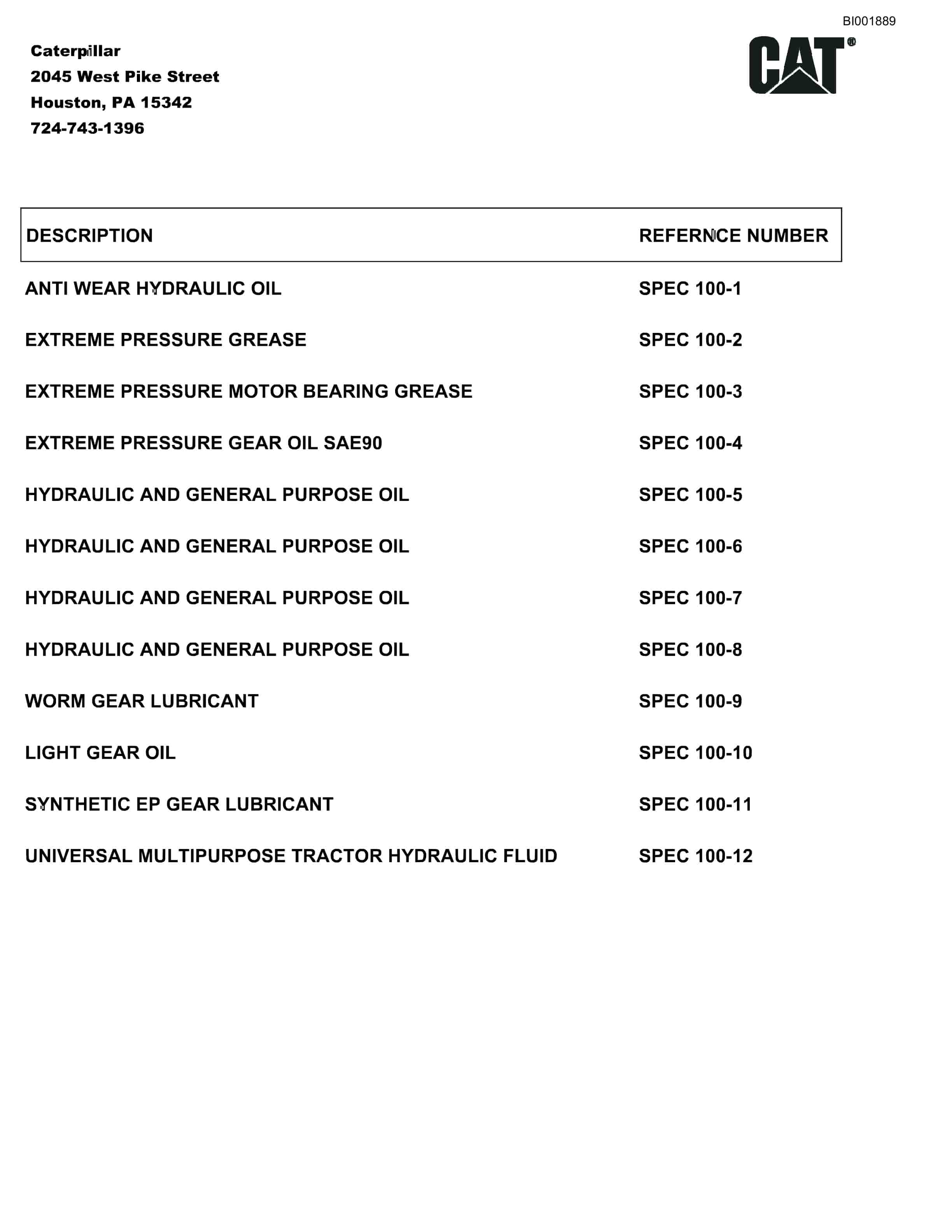 Bucyrus Belt System Parts Catalog BI001889-3