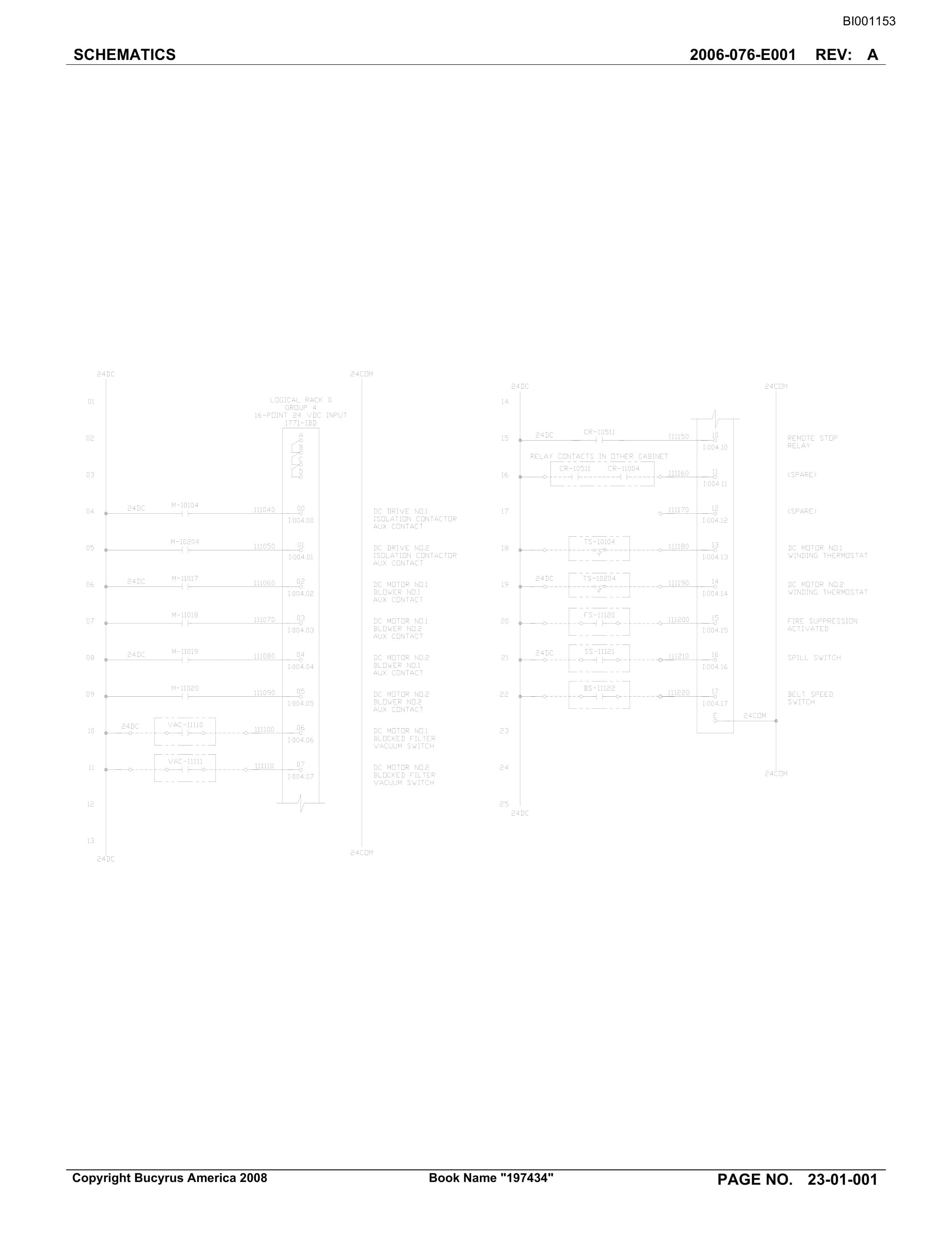 Bucyrus Belt System Spare Parts List BI001153-2
