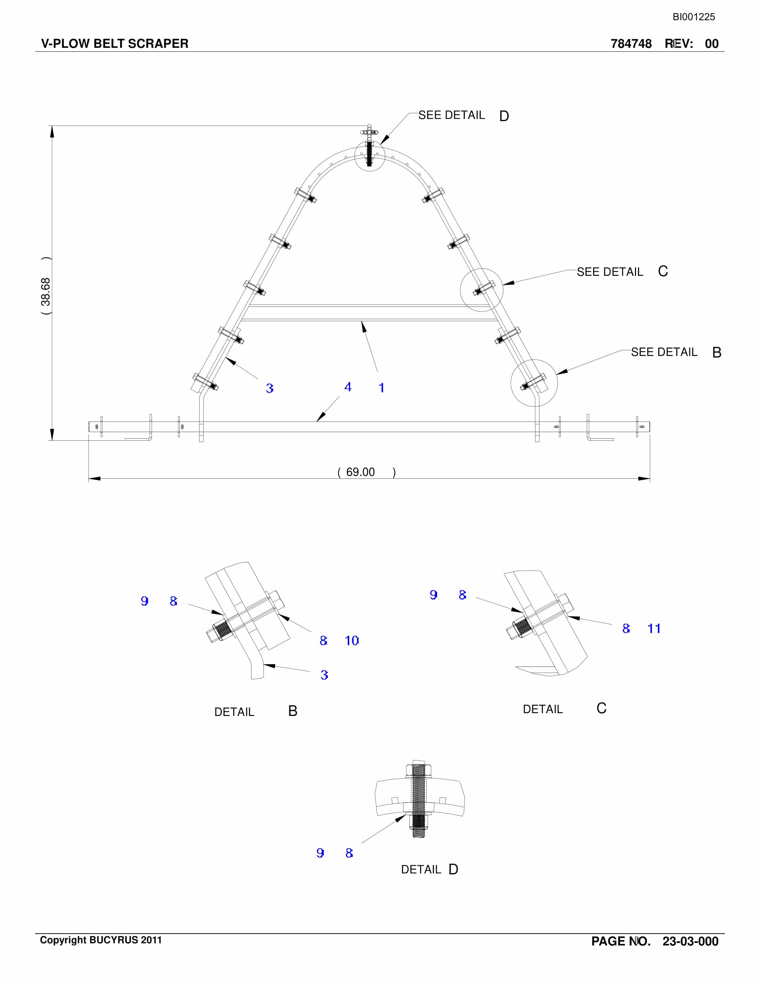 Bucyrus Belt System Spare Parts List BI001225-4