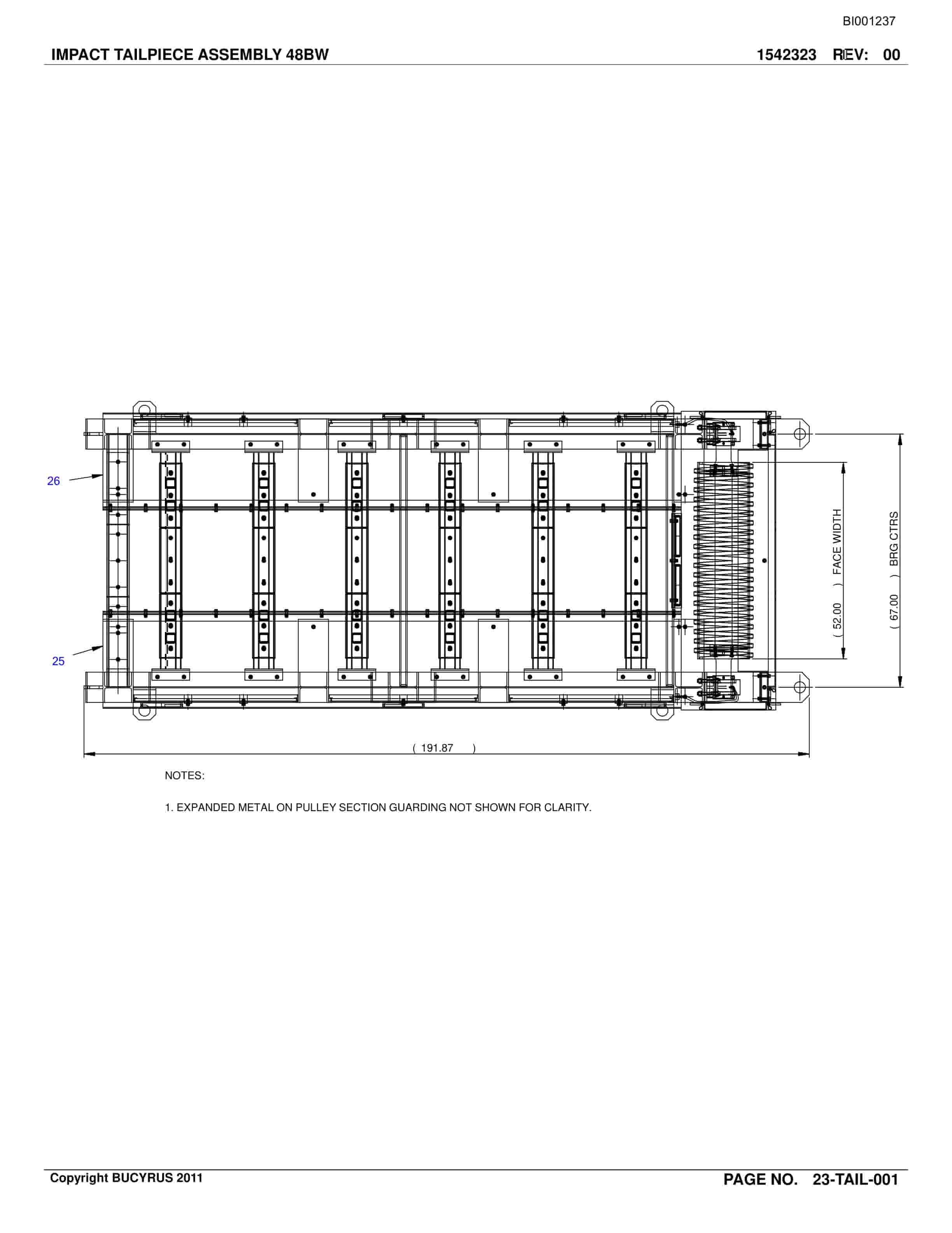 Bucyrus Belt System Spare Parts List BI001237-2
