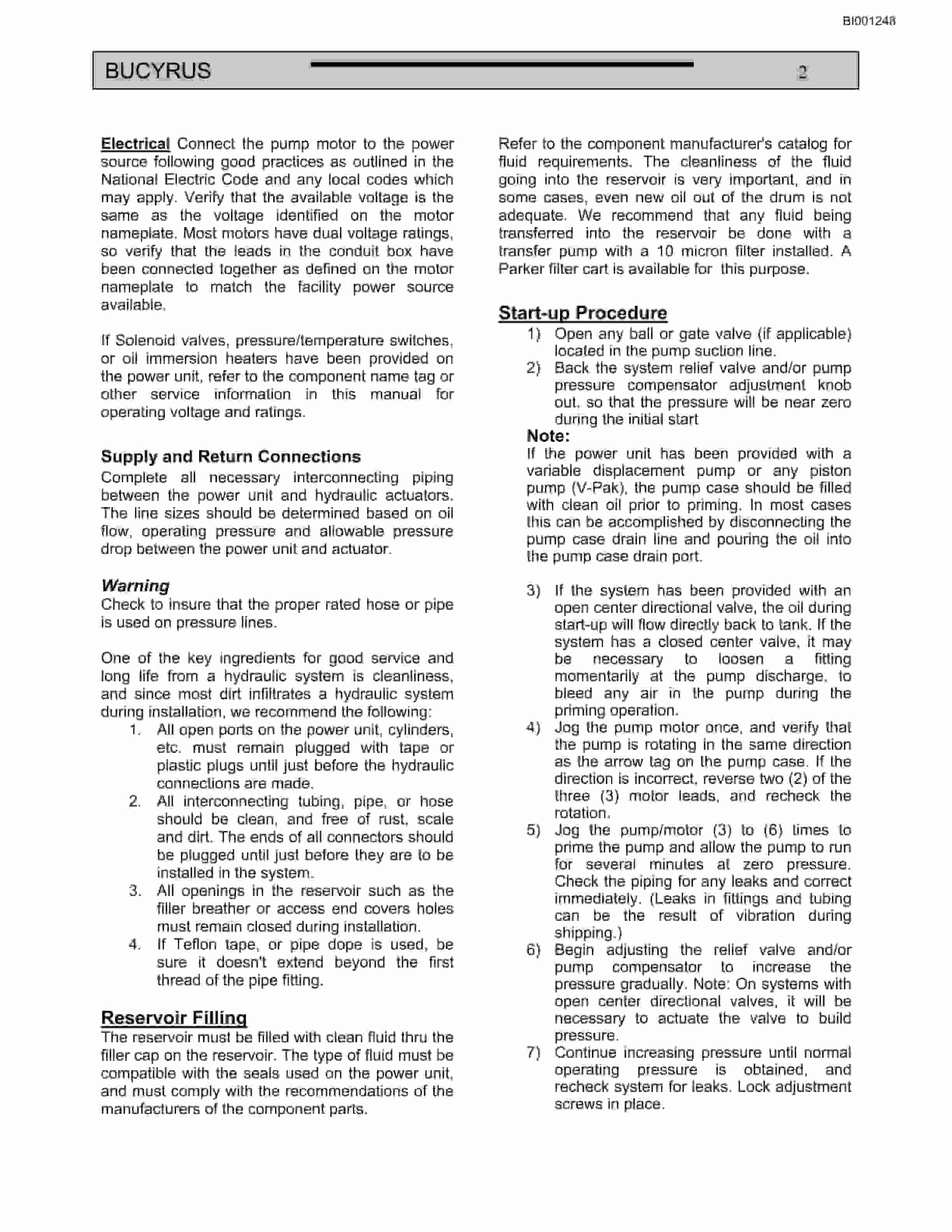 Bucyrus Belt System Spare Parts List BI001248-3