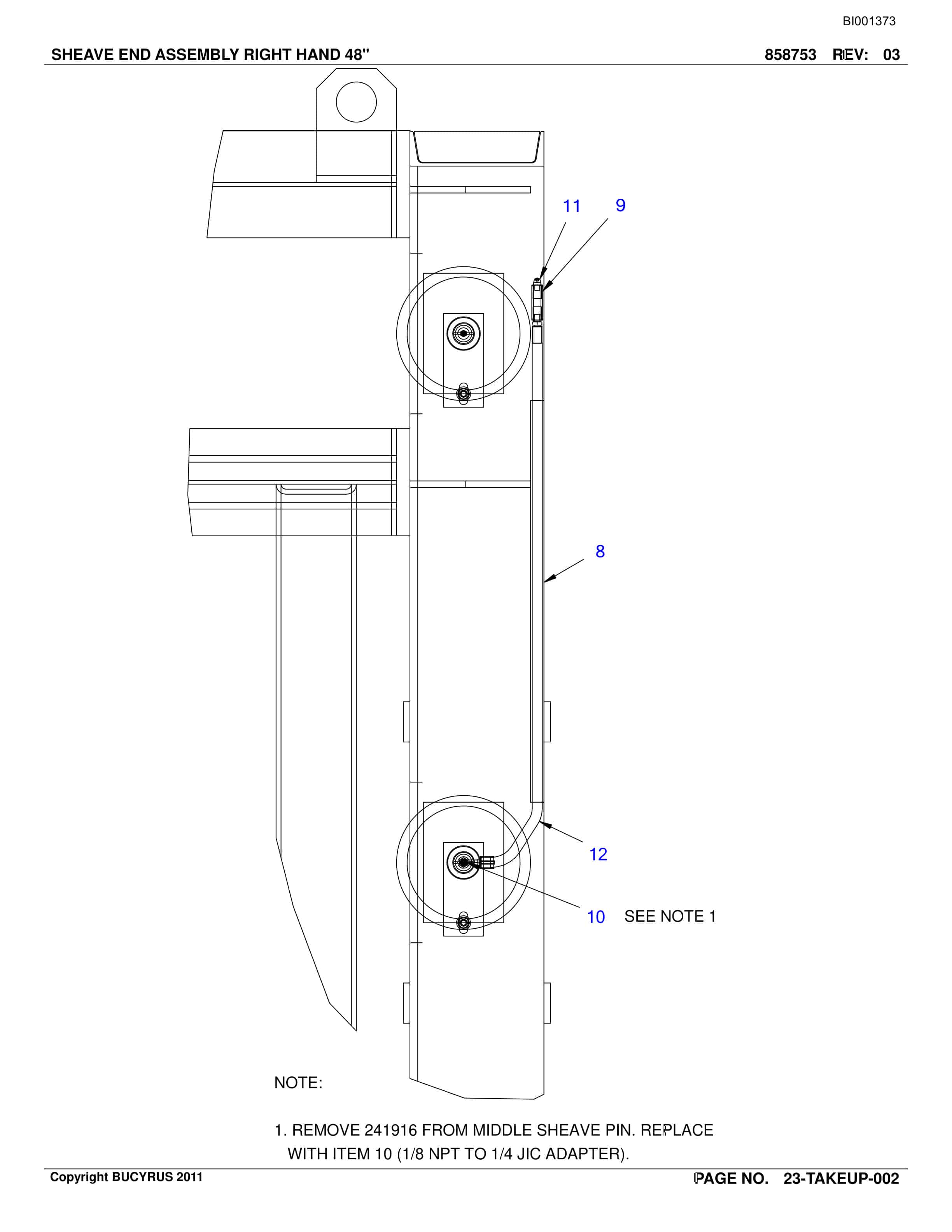Bucyrus Belt System Spare Parts List BI001373-4