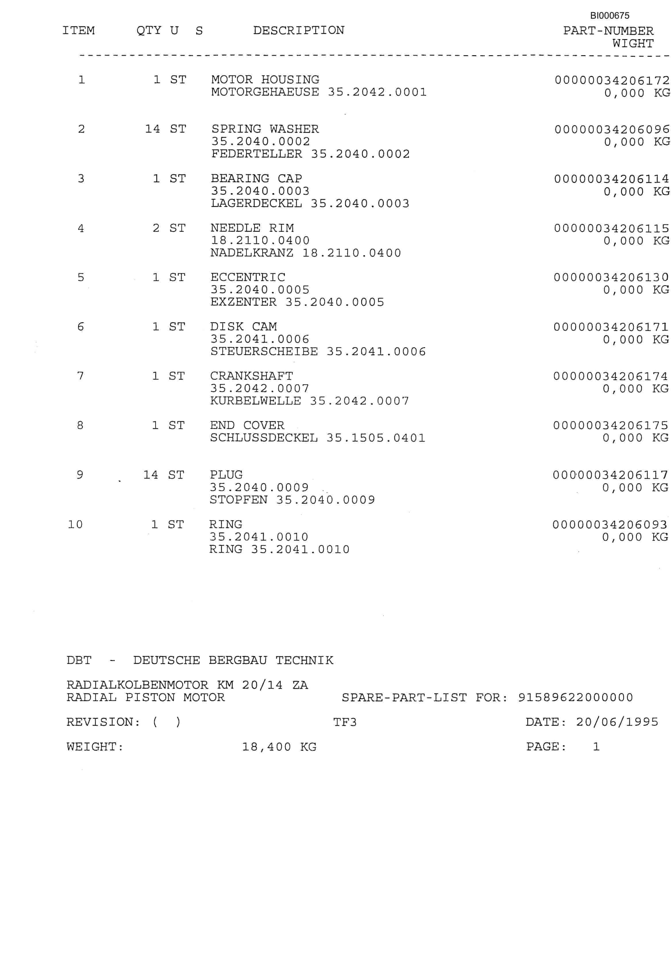 Bucyrus Blacksville Face Conveyor Parts Catalog BI000675-2