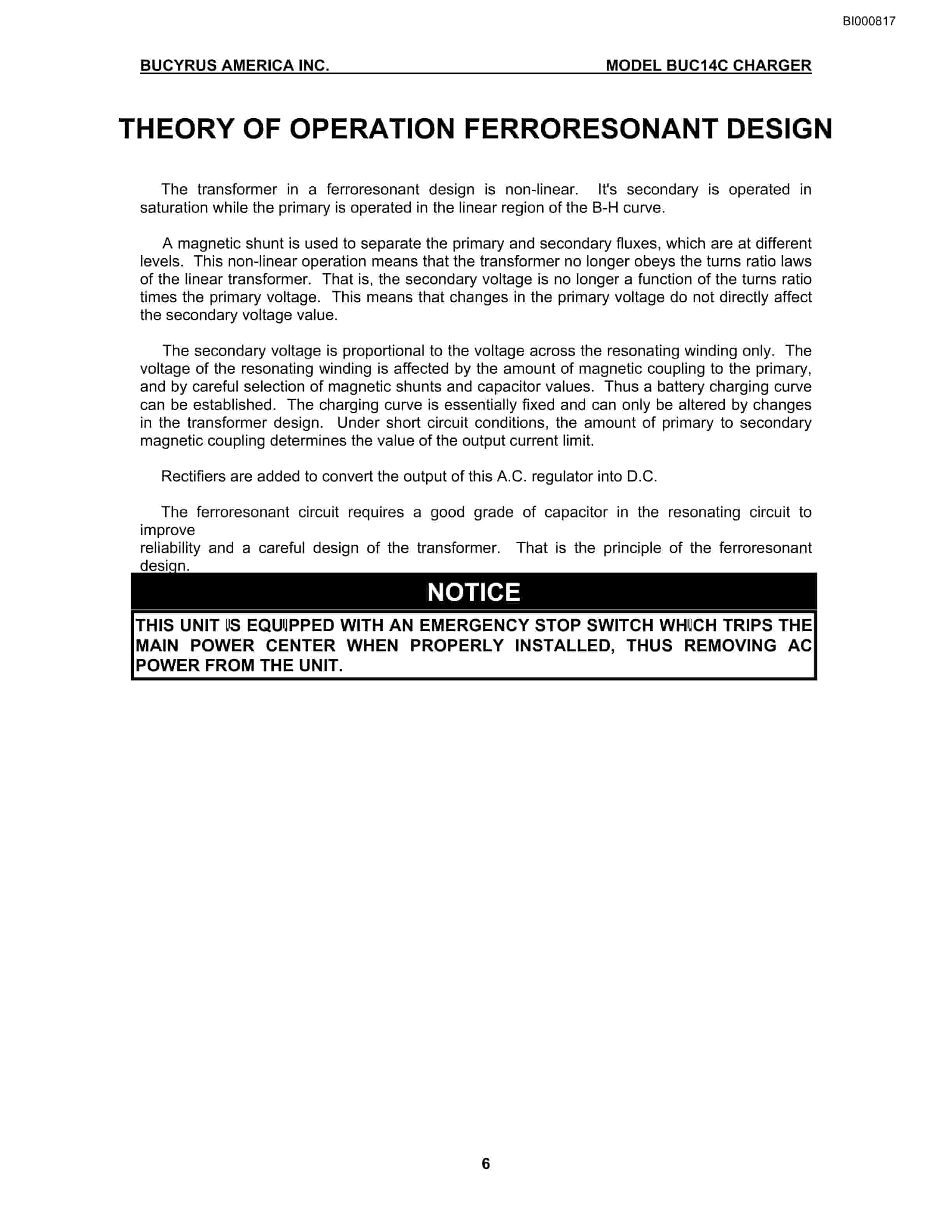 Bucyrus BUC14C Battery Charger Technical Manual BI000817-2