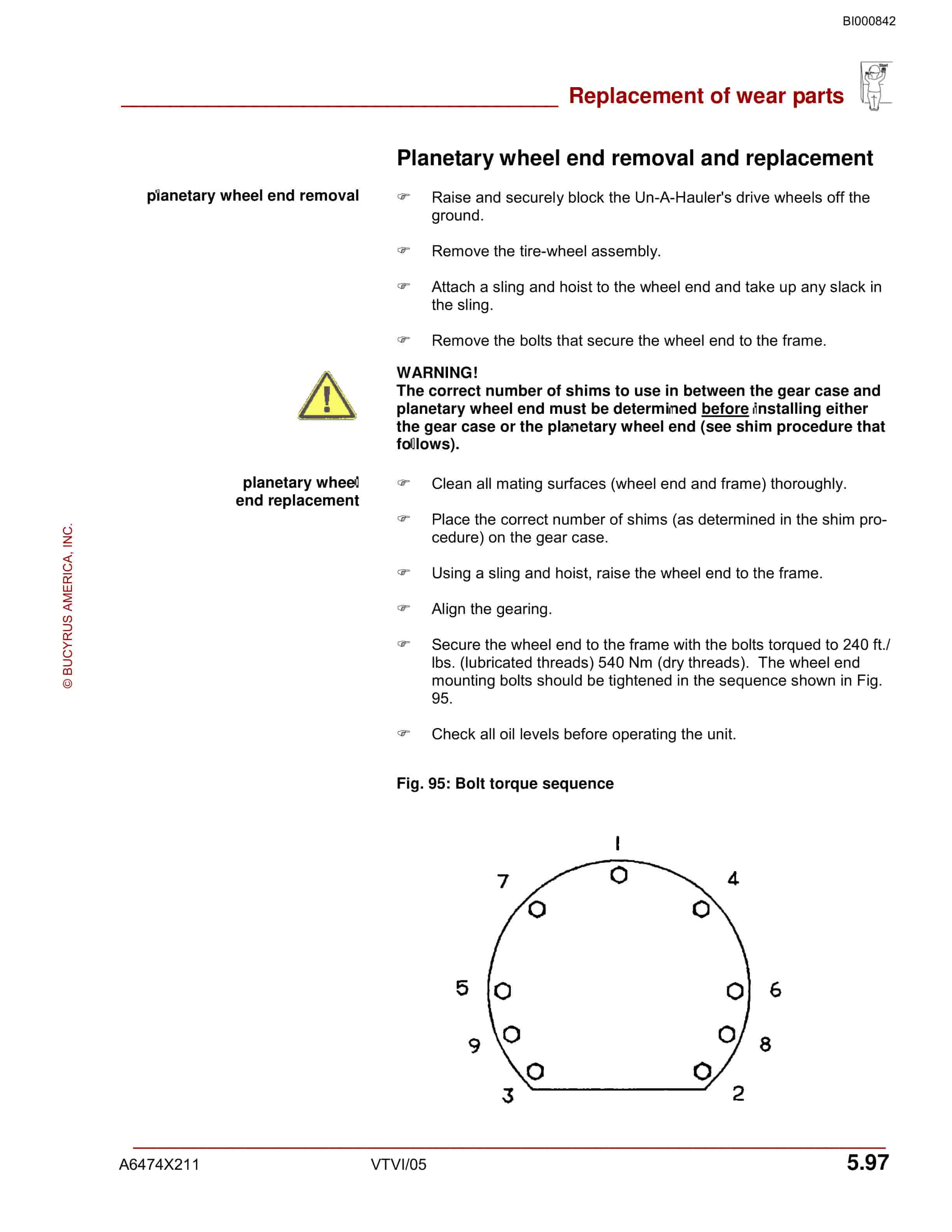 Bucyrus CH810B, CH816B, CH816LB, CH818 UN-A-HAULER Operation Manual BI000842-4