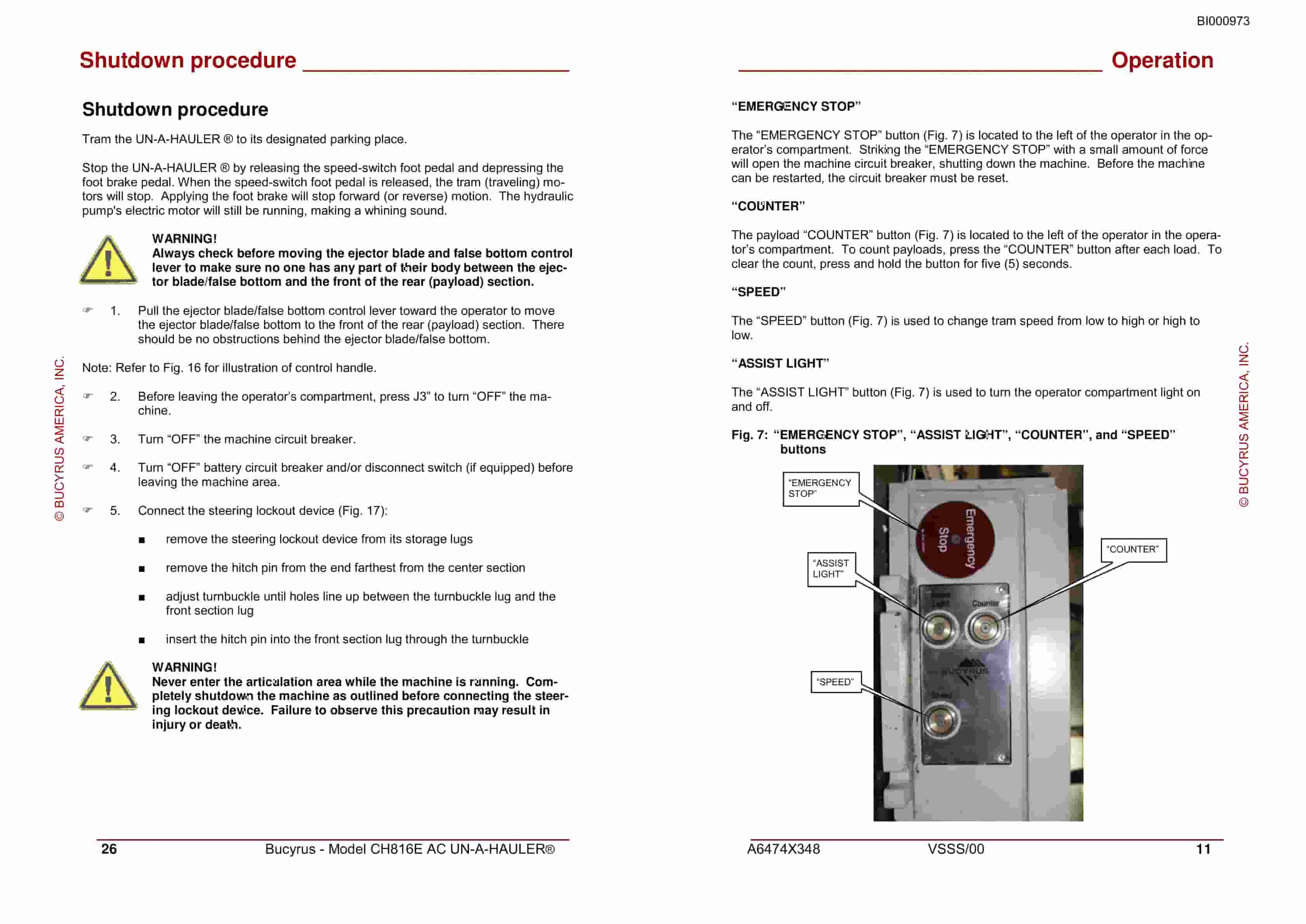 Bucyrus CH816E AC UN-A-HAULER General Start-up And Operating Instructions BI000973-3