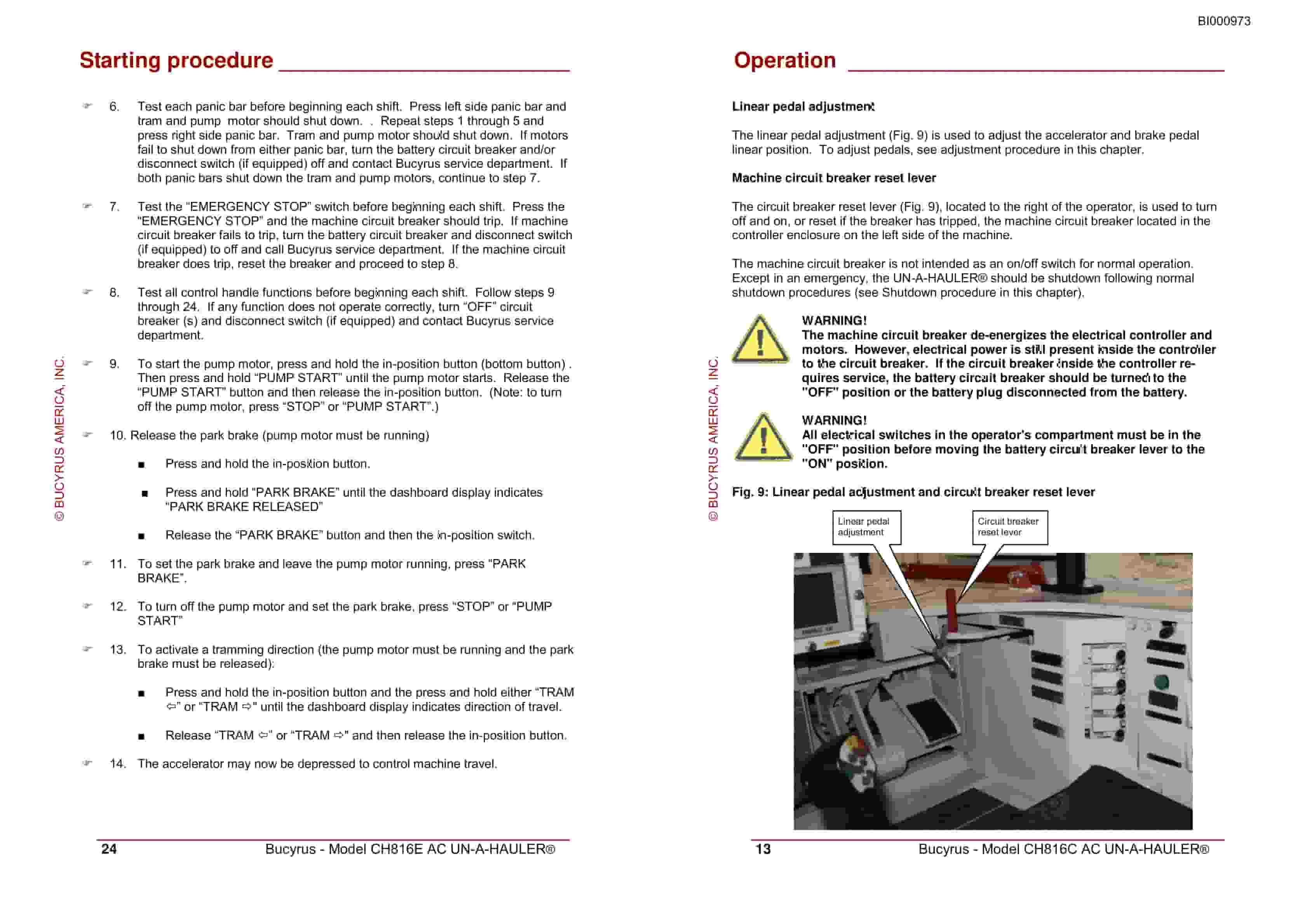 Bucyrus CH816E AC UN-A-HAULER General Start-up And Operating Instructions BI000973-4