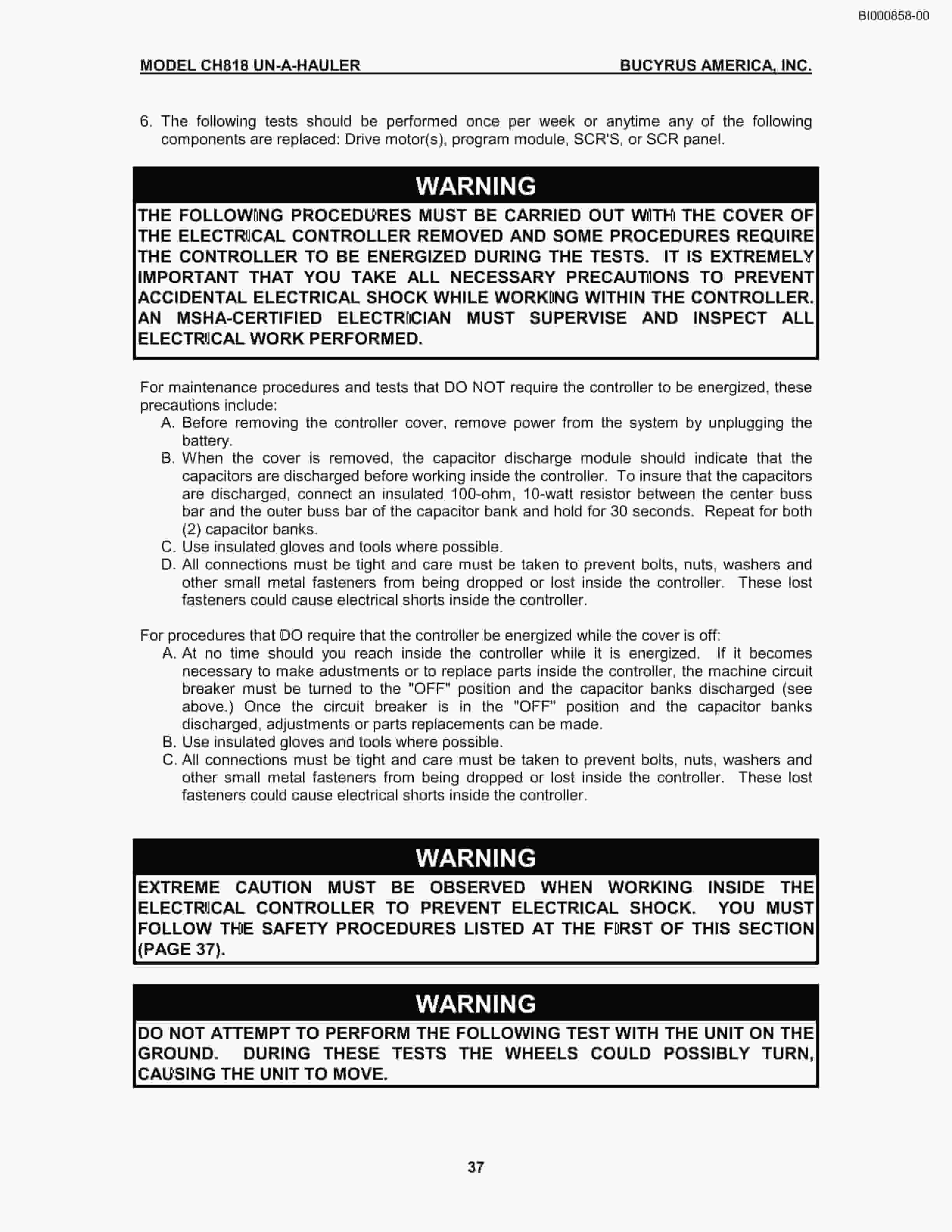 Bucyrus CH818 Technical Manual BI000858-2