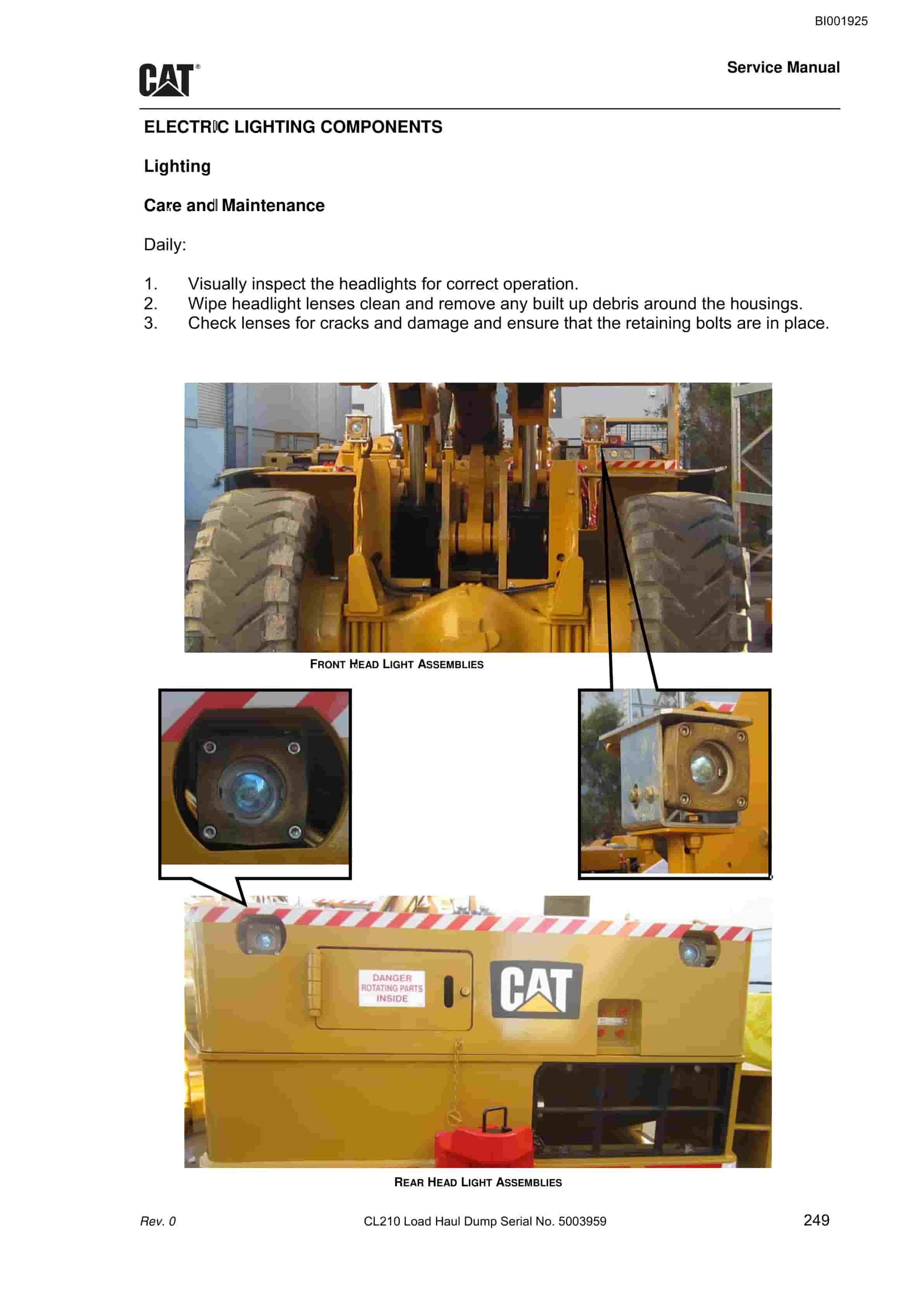 Bucyrus CL210 Load Haul Dump Technical Manual BI001925 4 Bucyrus CL210 Load Haul Dump Technical Manual BI001925 - Image 4