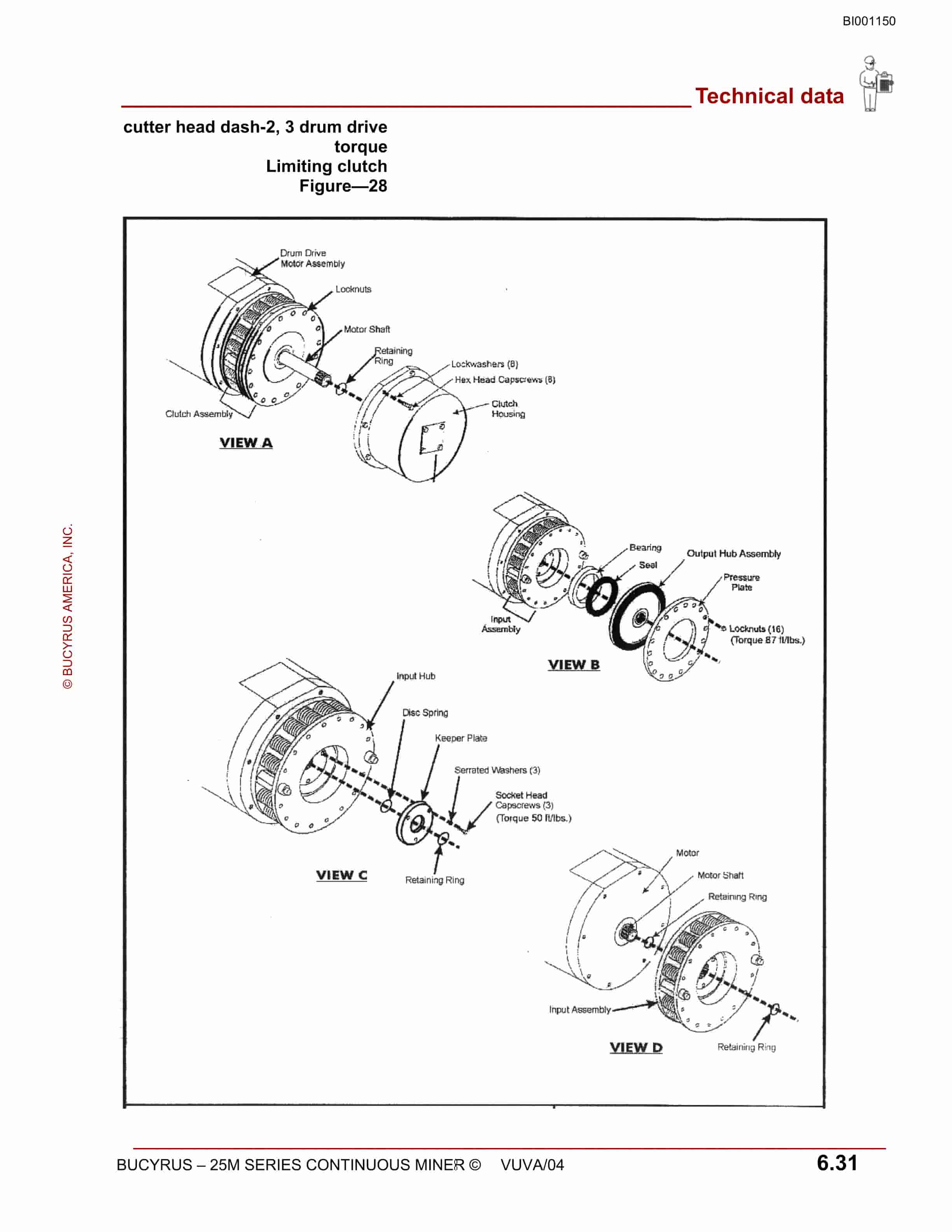 Bucyrus Continuous Miner Spare Parts List BI001150-5