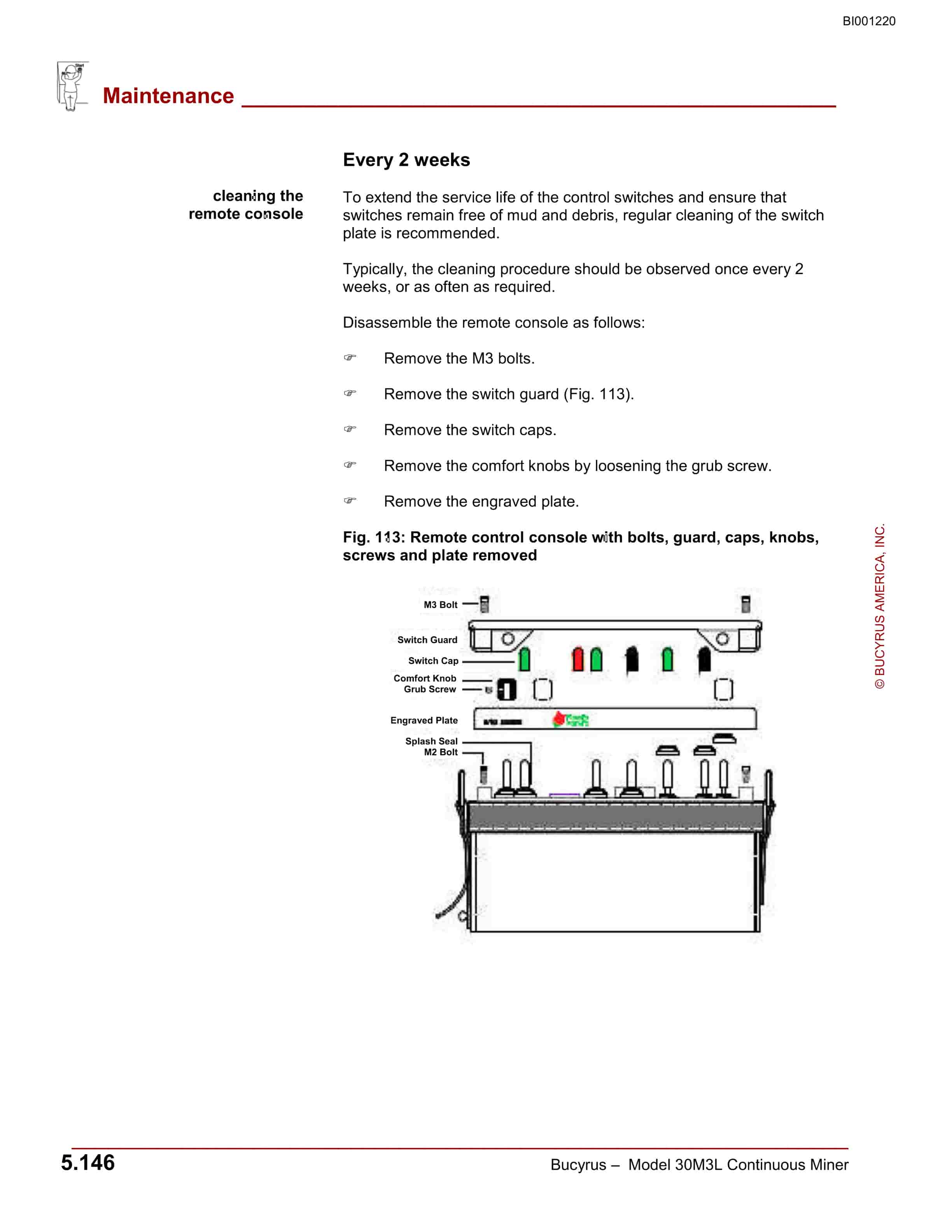 Bucyrus Continuous Miner Spare Parts List BI001220-4