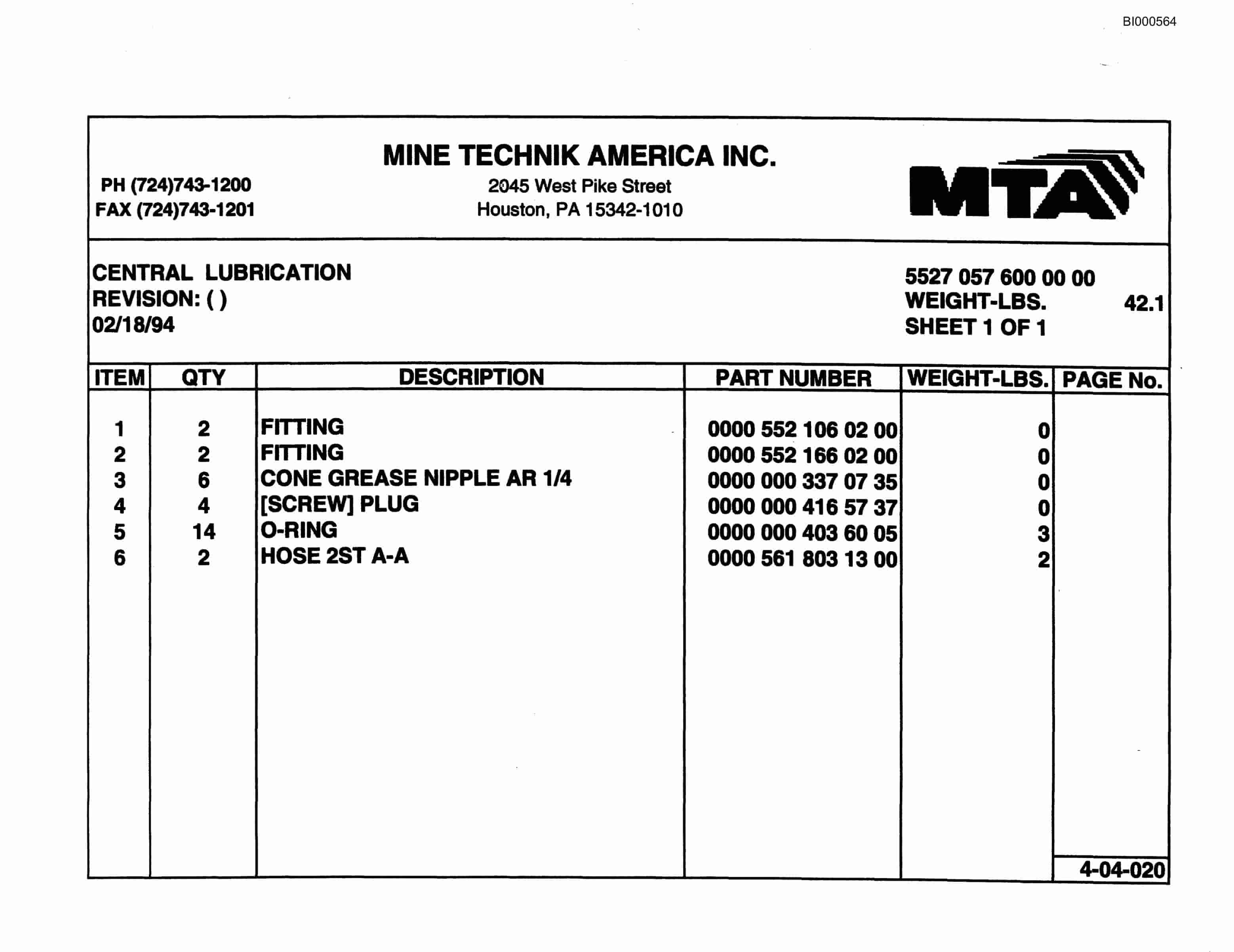 Bucyrus Cyprus 20 Mile Mine Parts Catalog BI000564-4