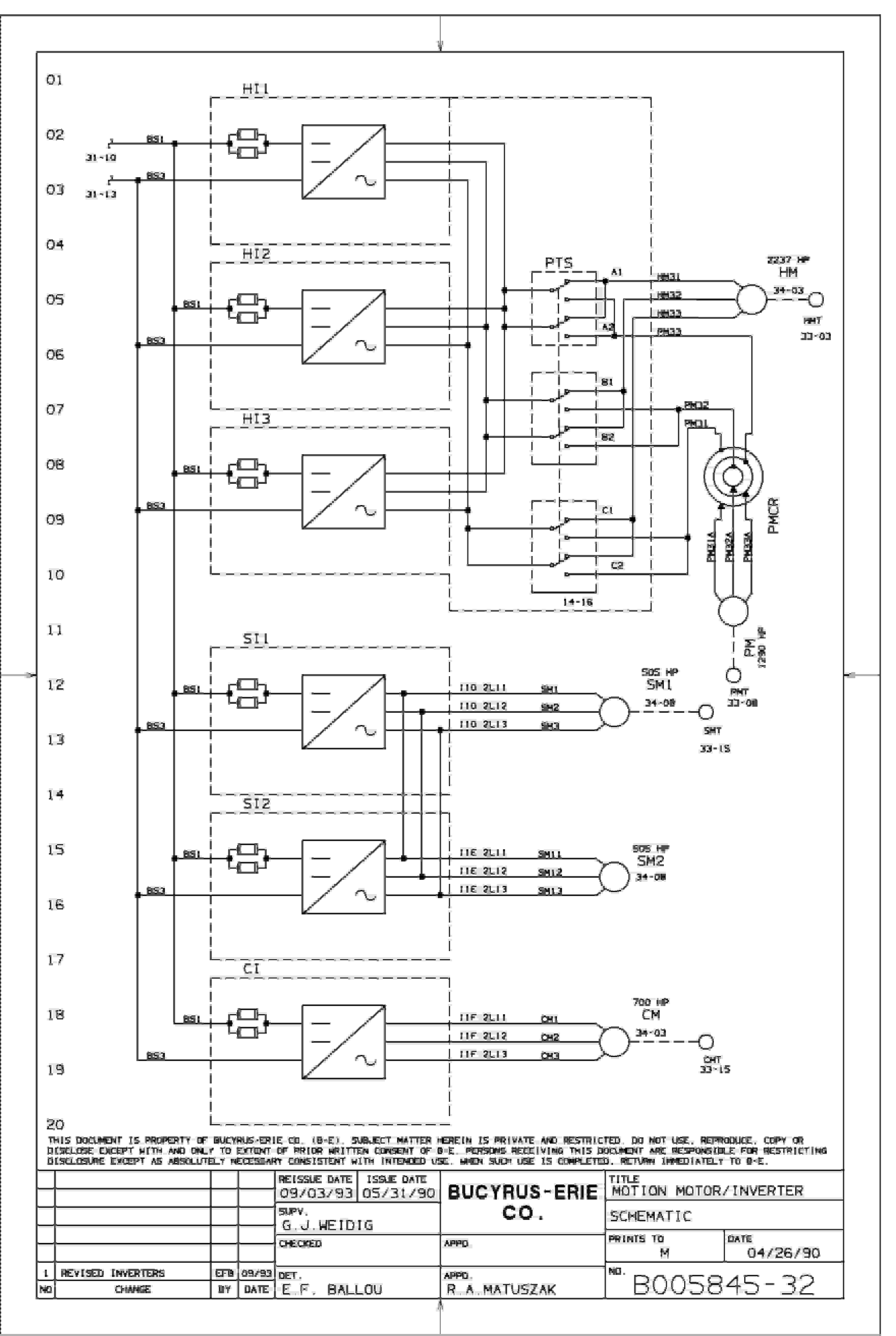 Bucyrus Dal-Tex Coal Corp Type 495B Shovel Electrical Schematic B005845-4