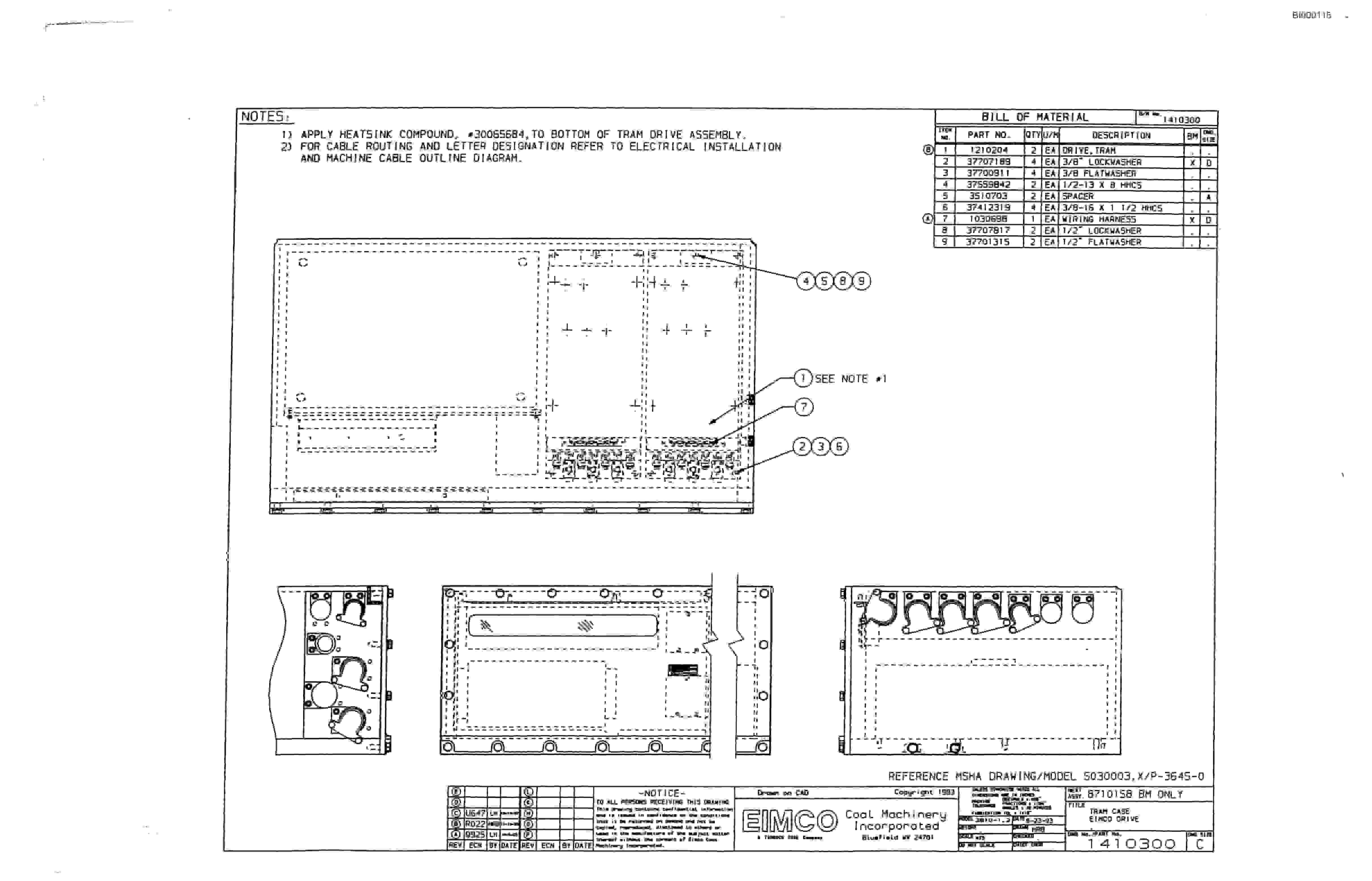 Bucyrus Dash One Drum Miner Parts Catalog BI000115-2
