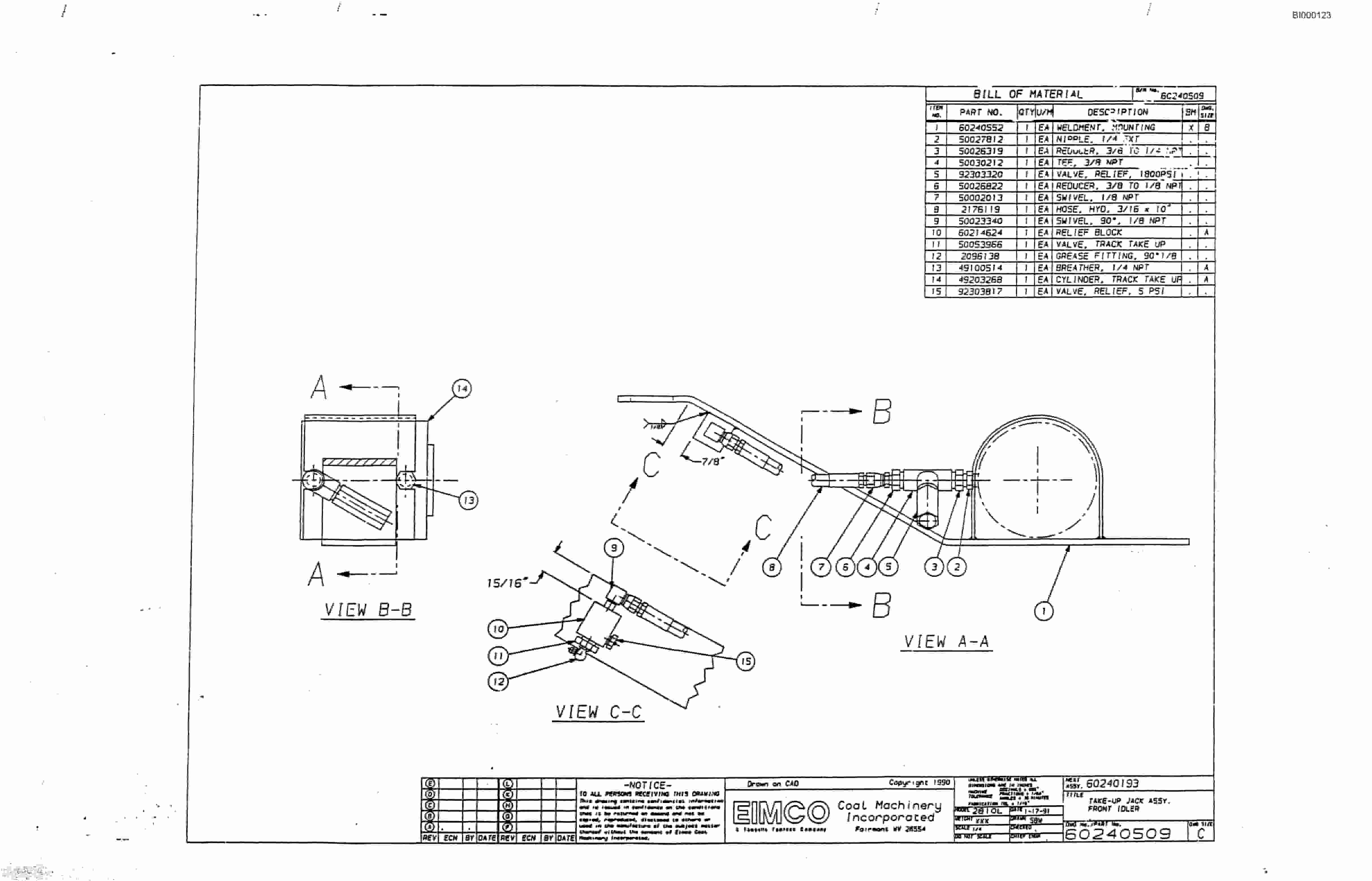 Bucyrus Dash One Miner Parts Catalog BI000123-3