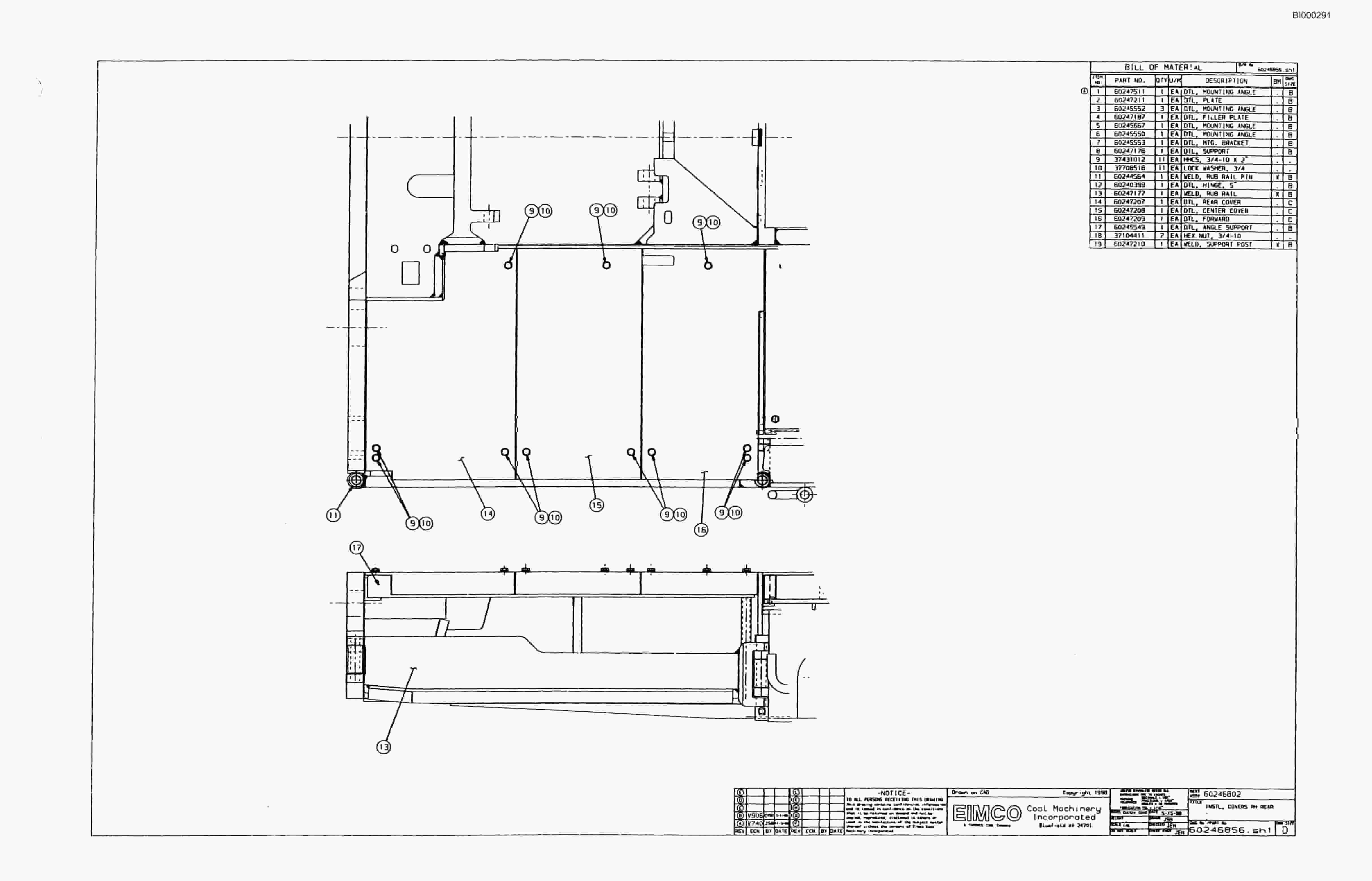 Bucyrus Dash One Miner Parts Catalog BI000291-2
