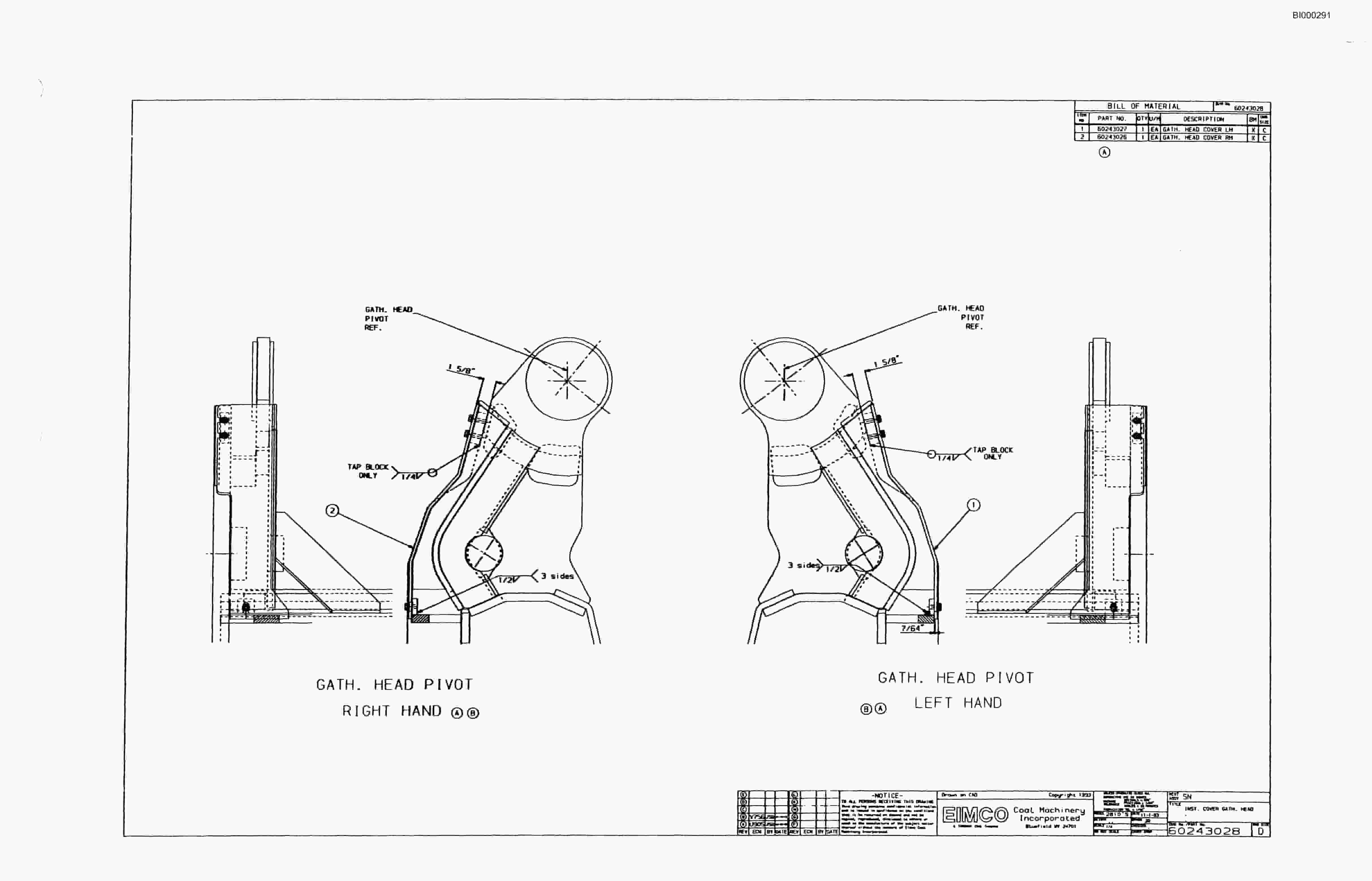 Bucyrus Dash One Miner Parts Catalog BI000291-5