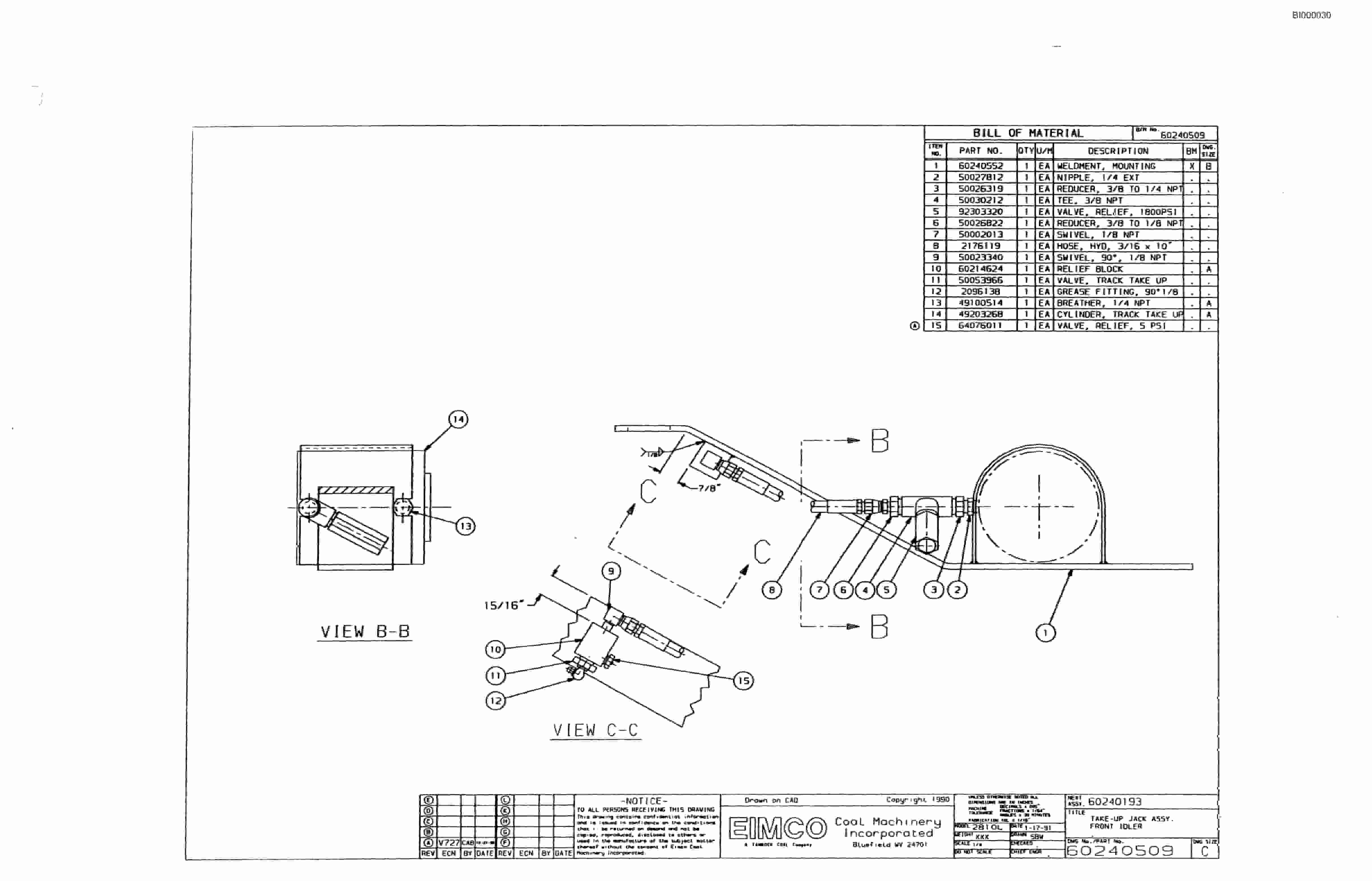 Bucyrus Dash Three Miner Parts Catalog BI000030-2