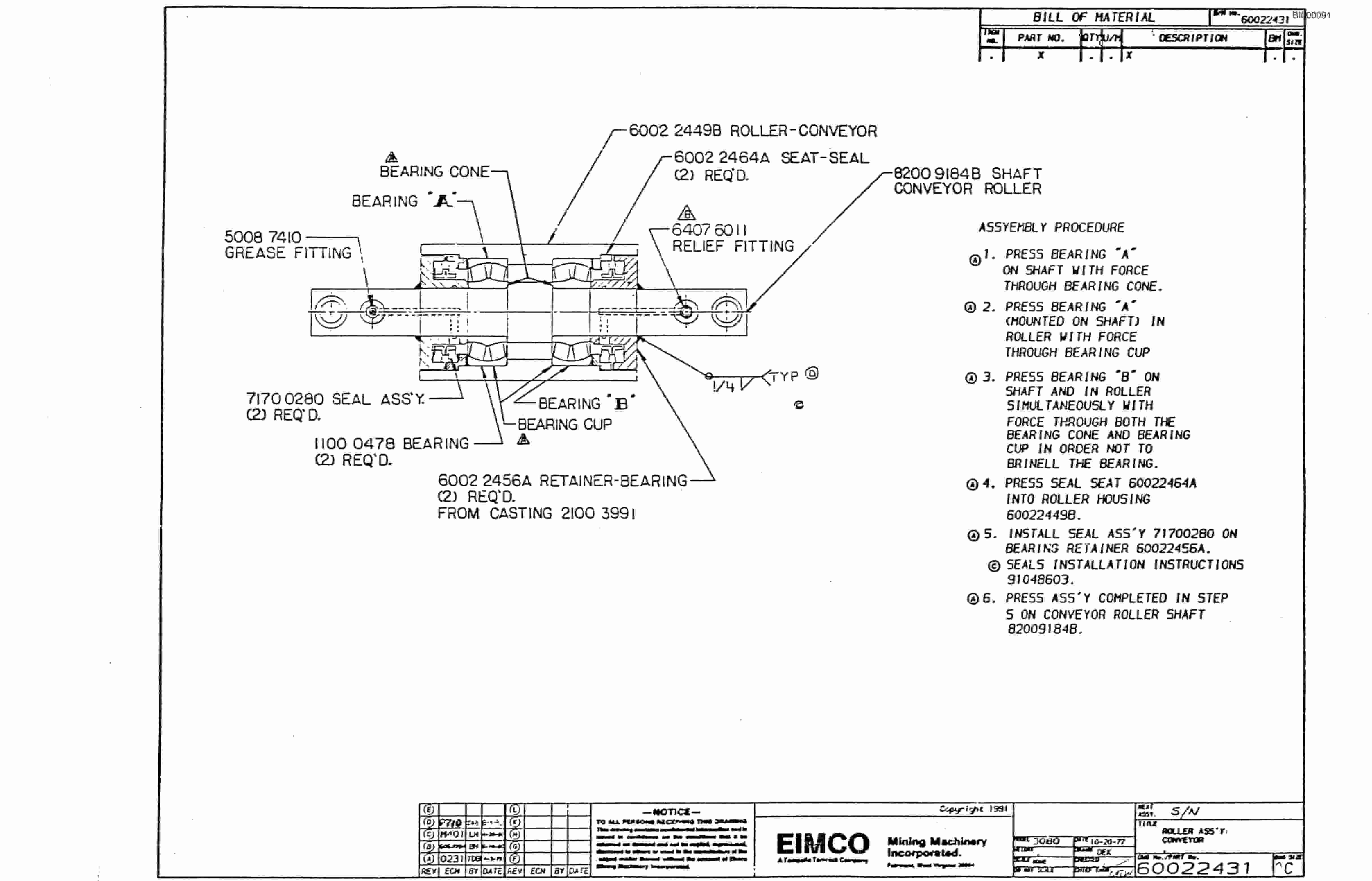 Bucyrus Dash Three Miner Parts Catalog BI000091-4