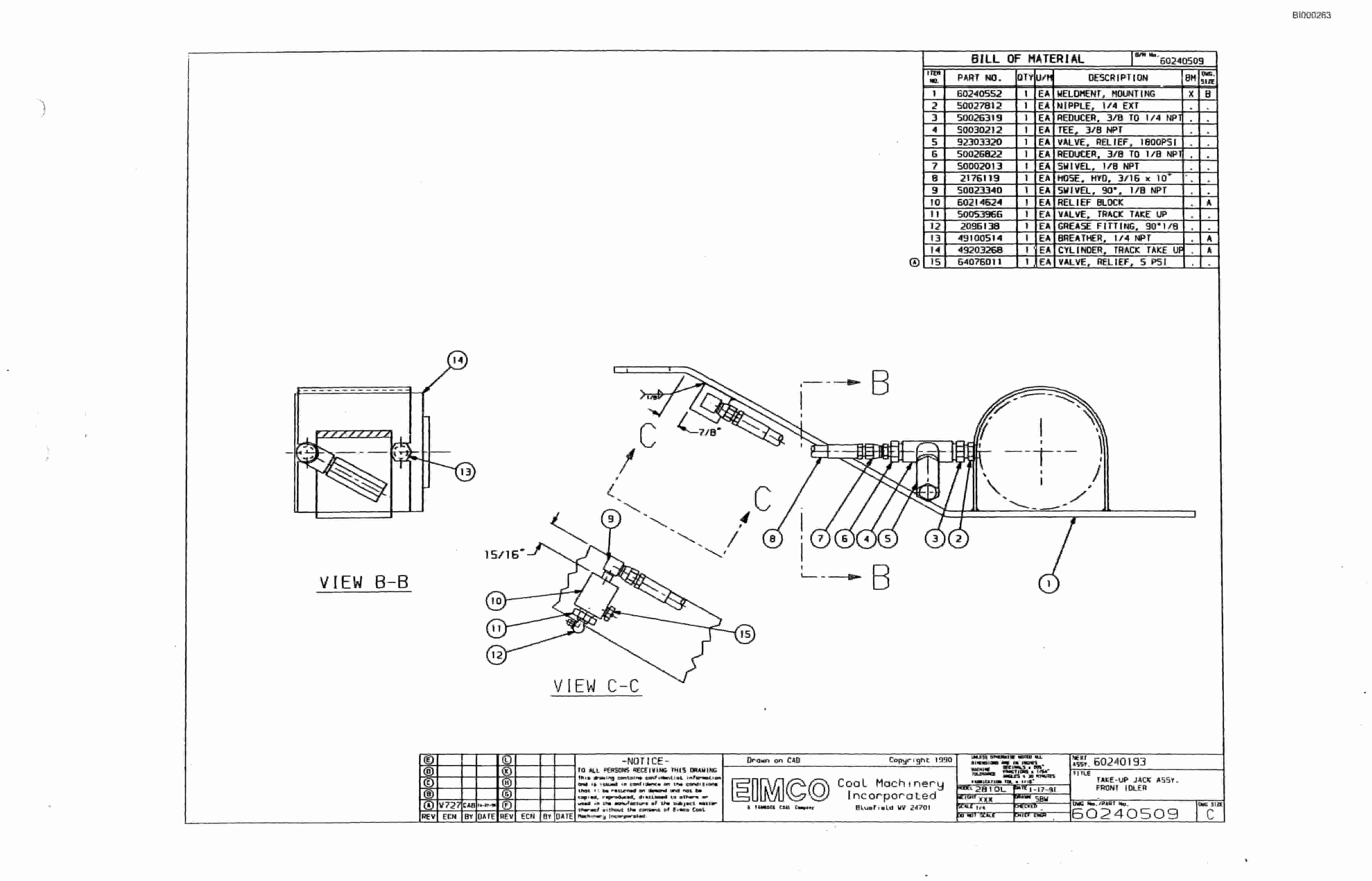 Bucyrus Dash Three Miner Parts Catalog BI000263-3