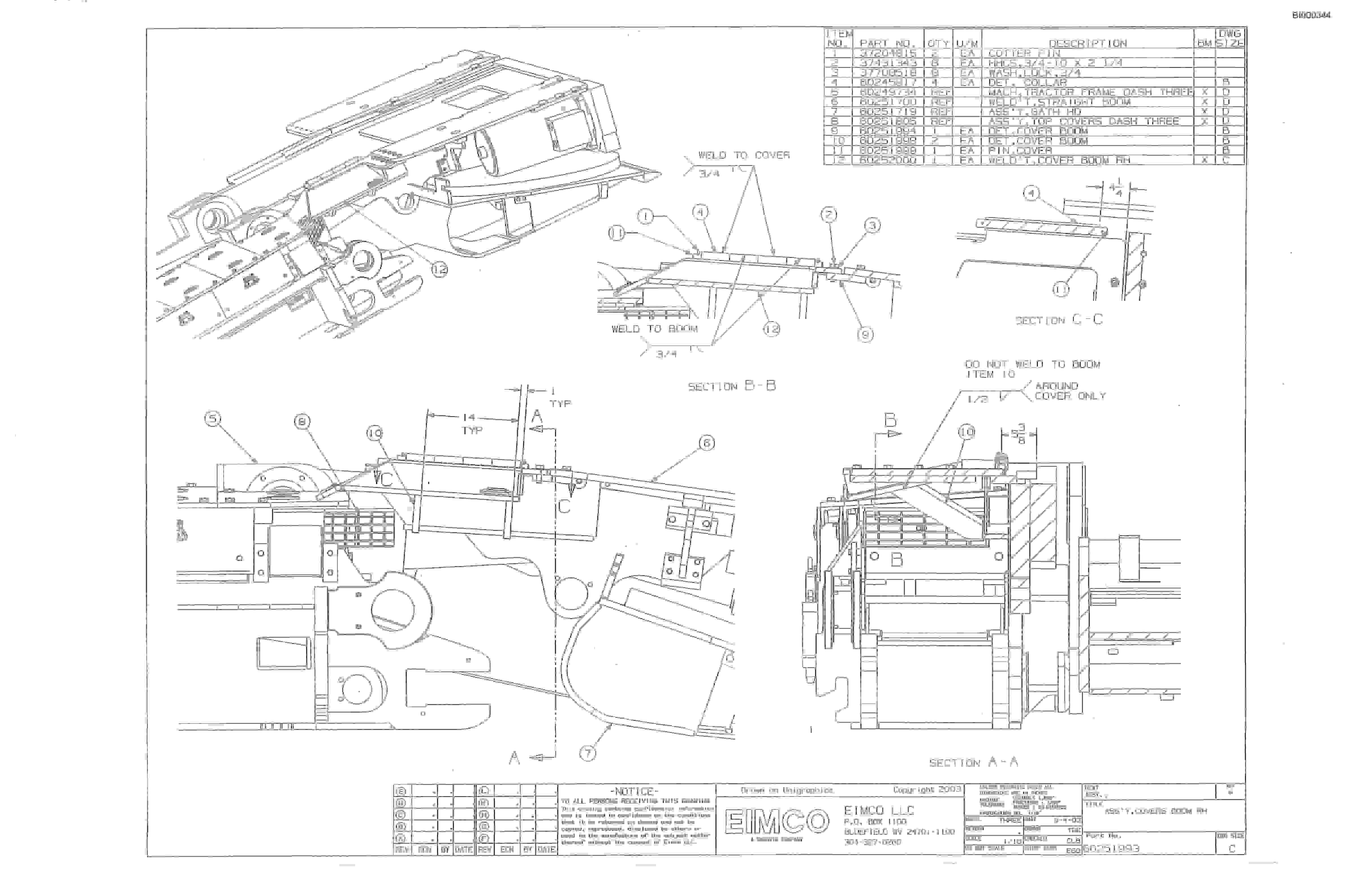 Bucyrus Dash Three Miner Parts Catalog BI000344-5