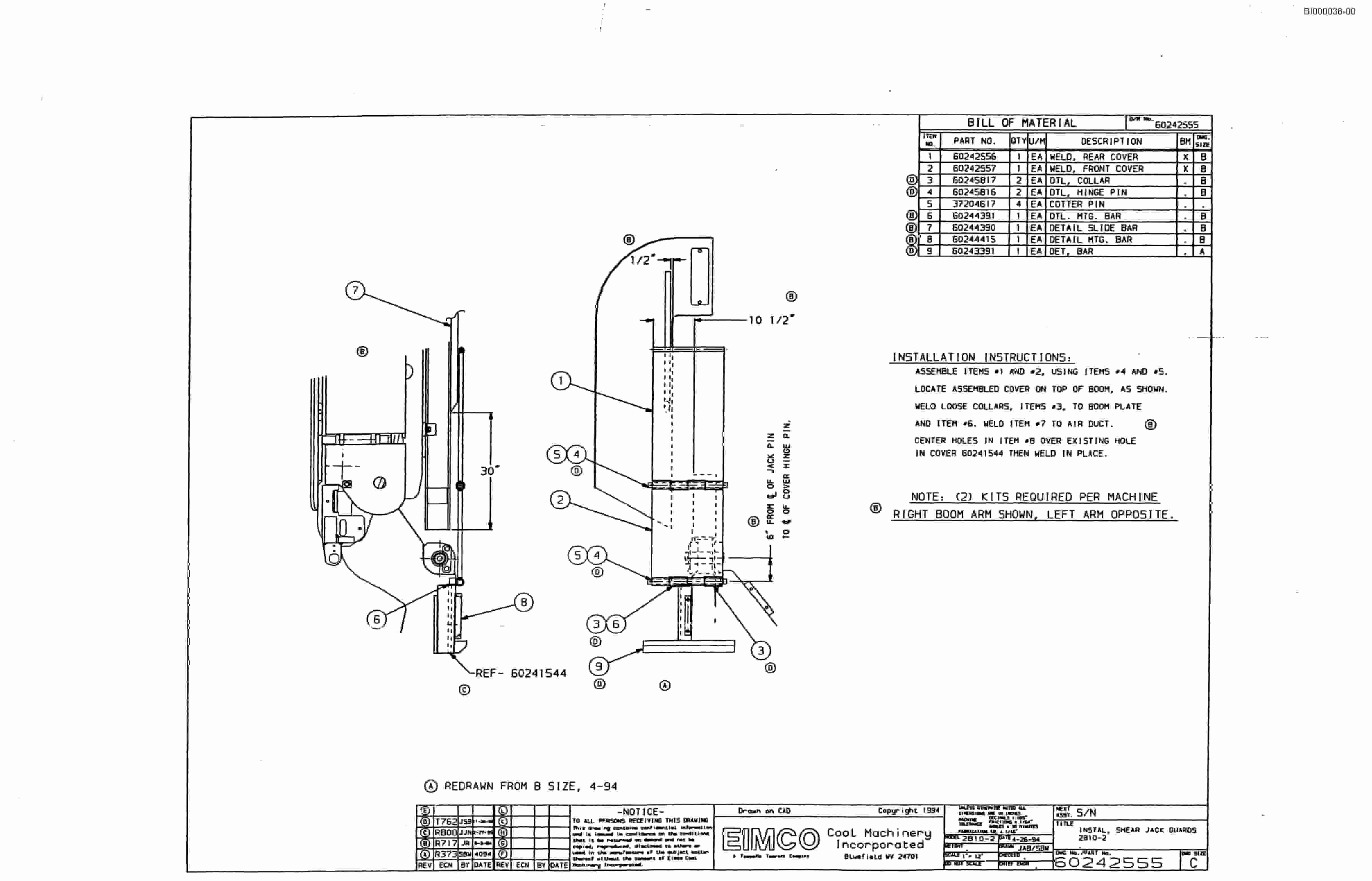 Bucyrus Dash Two-F Miner Parts Catalog BI000038-00-5