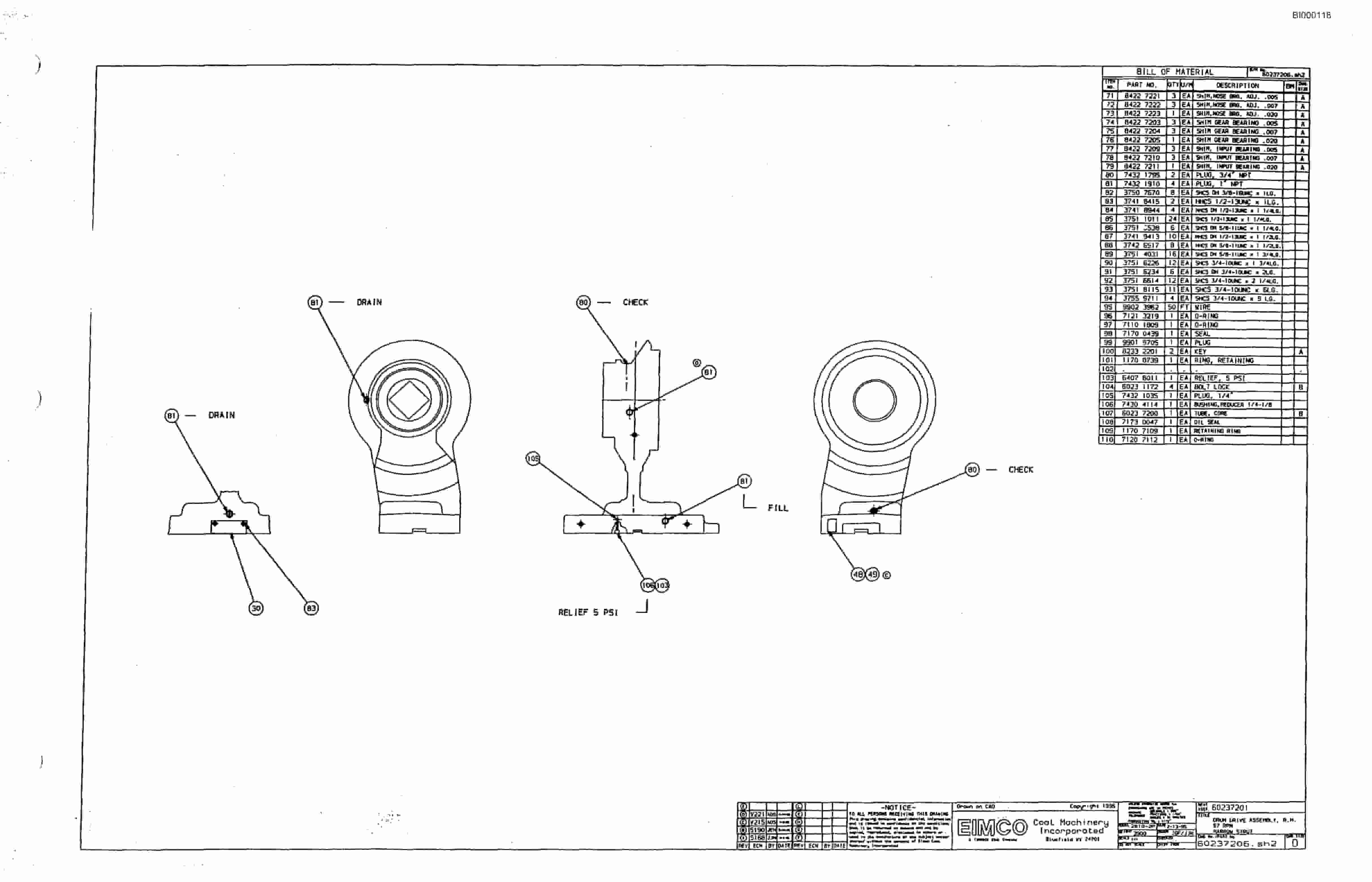 Bucyrus Dash Two-F Miner Parts Catalog BI000118-4
