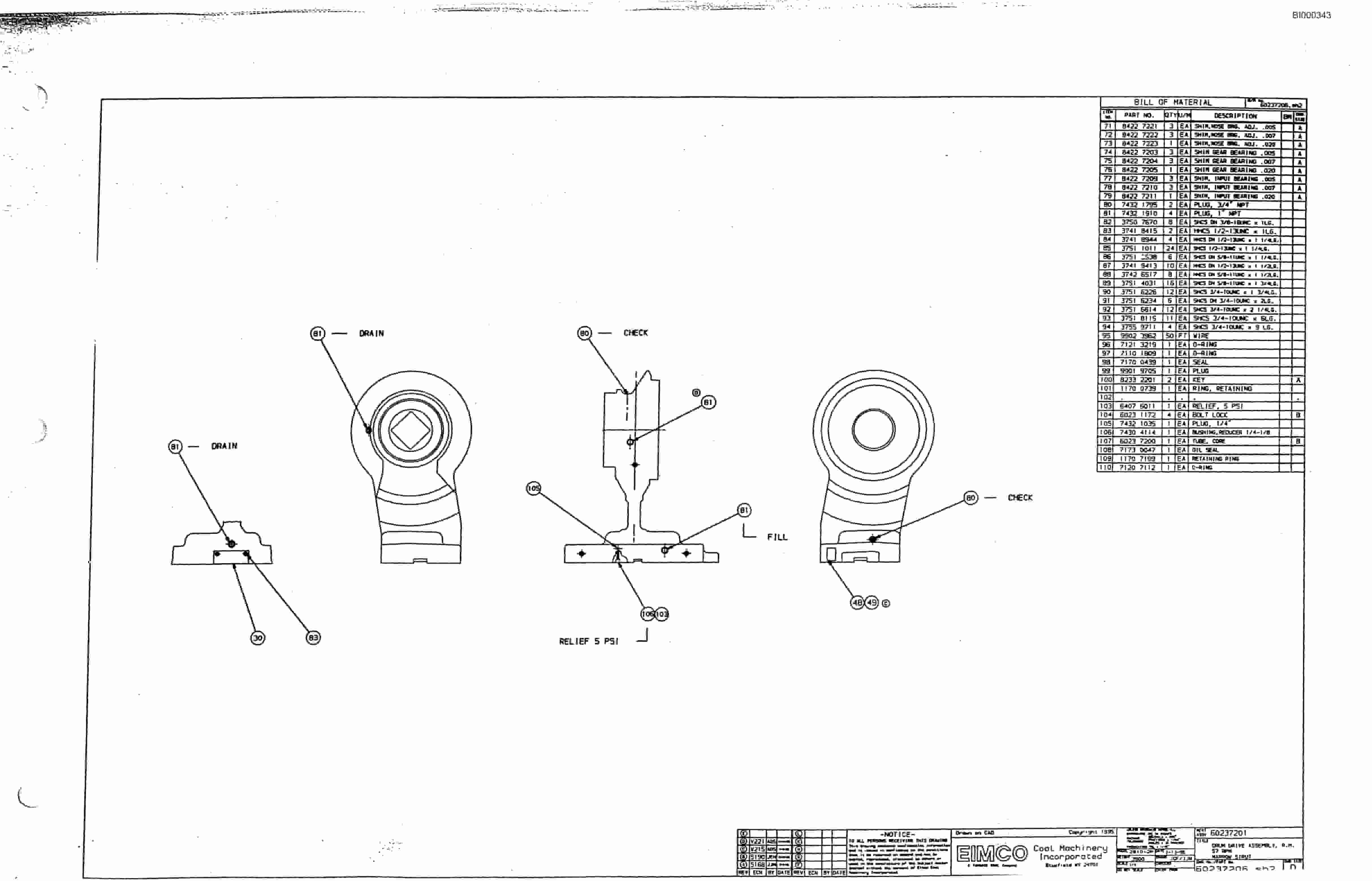 Bucyrus Dash Two-F Miner Parts Catalog BI000343-4