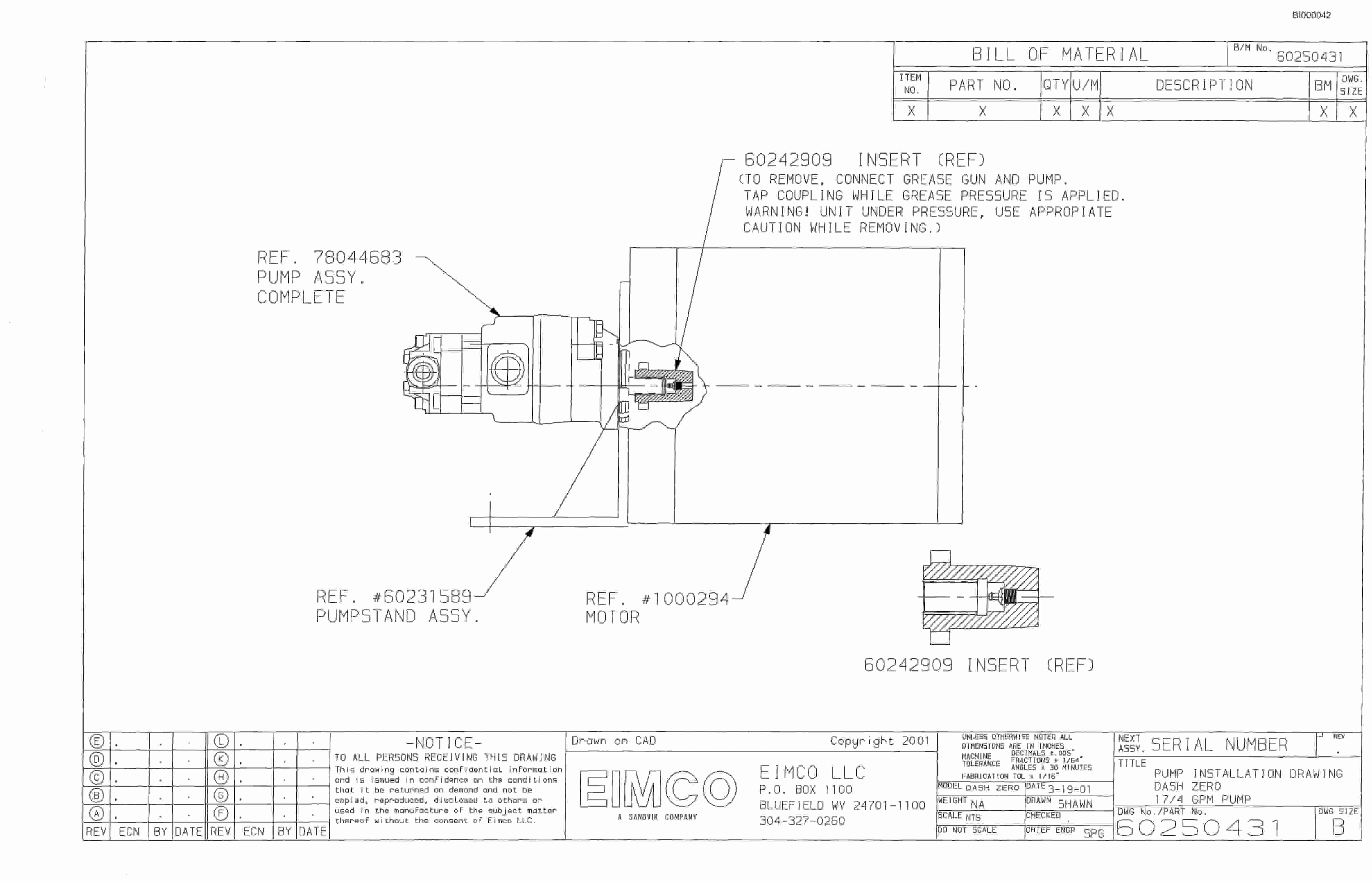 Bucyrus Dash Zero Miner Parts Catalog BI000042-2