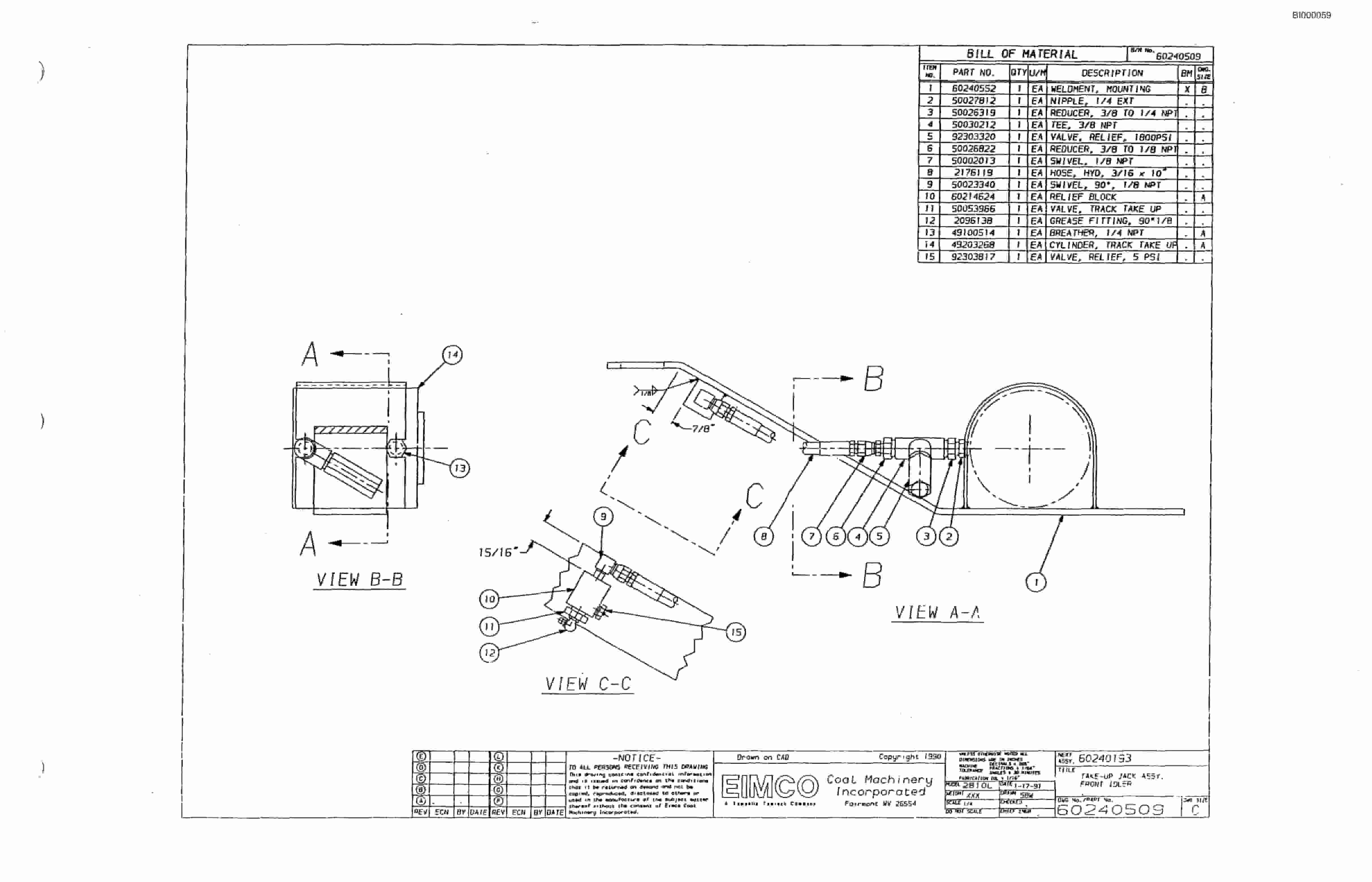 Bucyrus Dash Zero Miner Parts Catalog BI000059-3