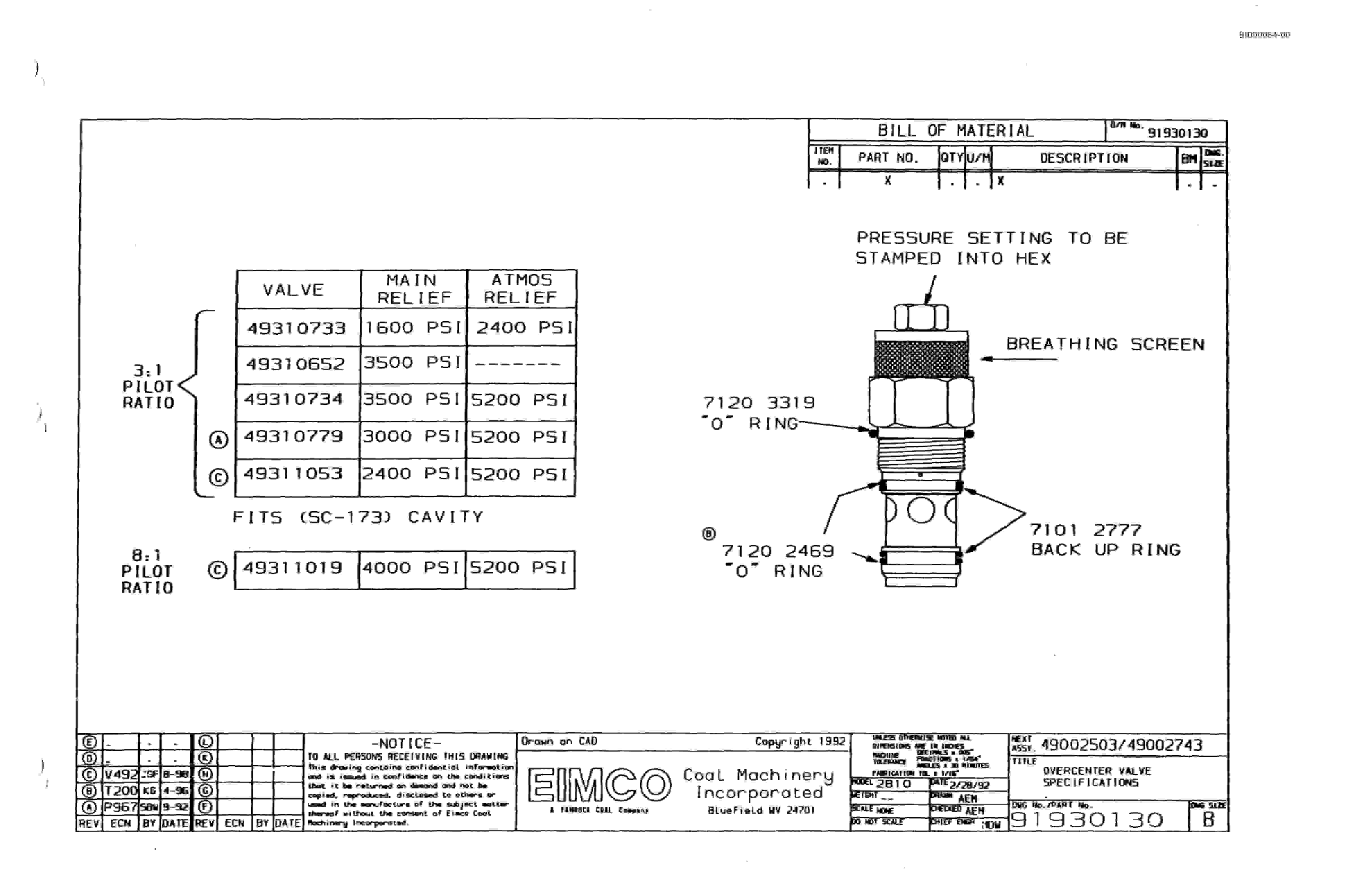 Bucyrus Dash Zero Miner Parts Catalog BI000064-2