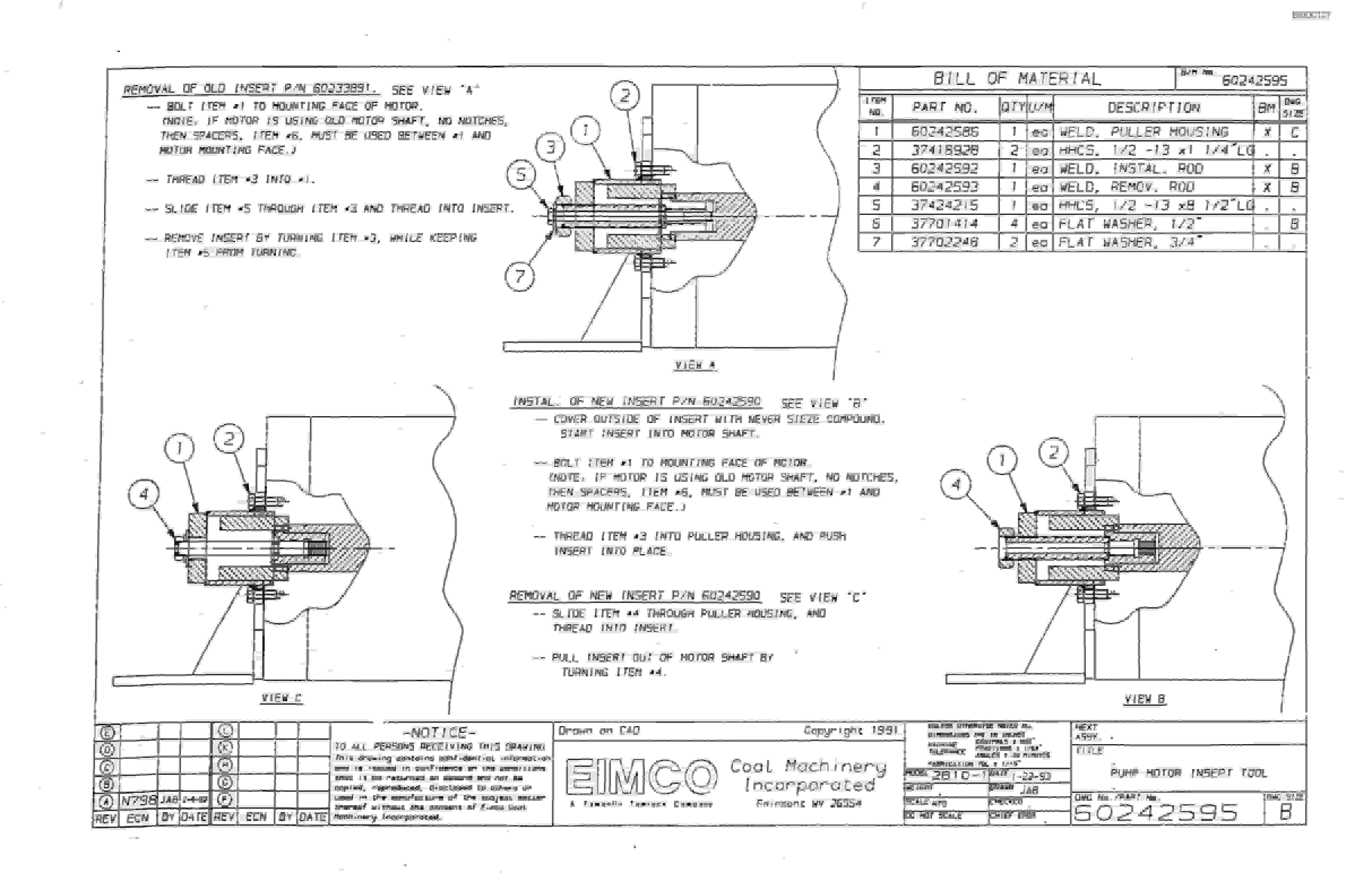 Bucyrus Dash Zero Miner Parts Catalog BI000127-2