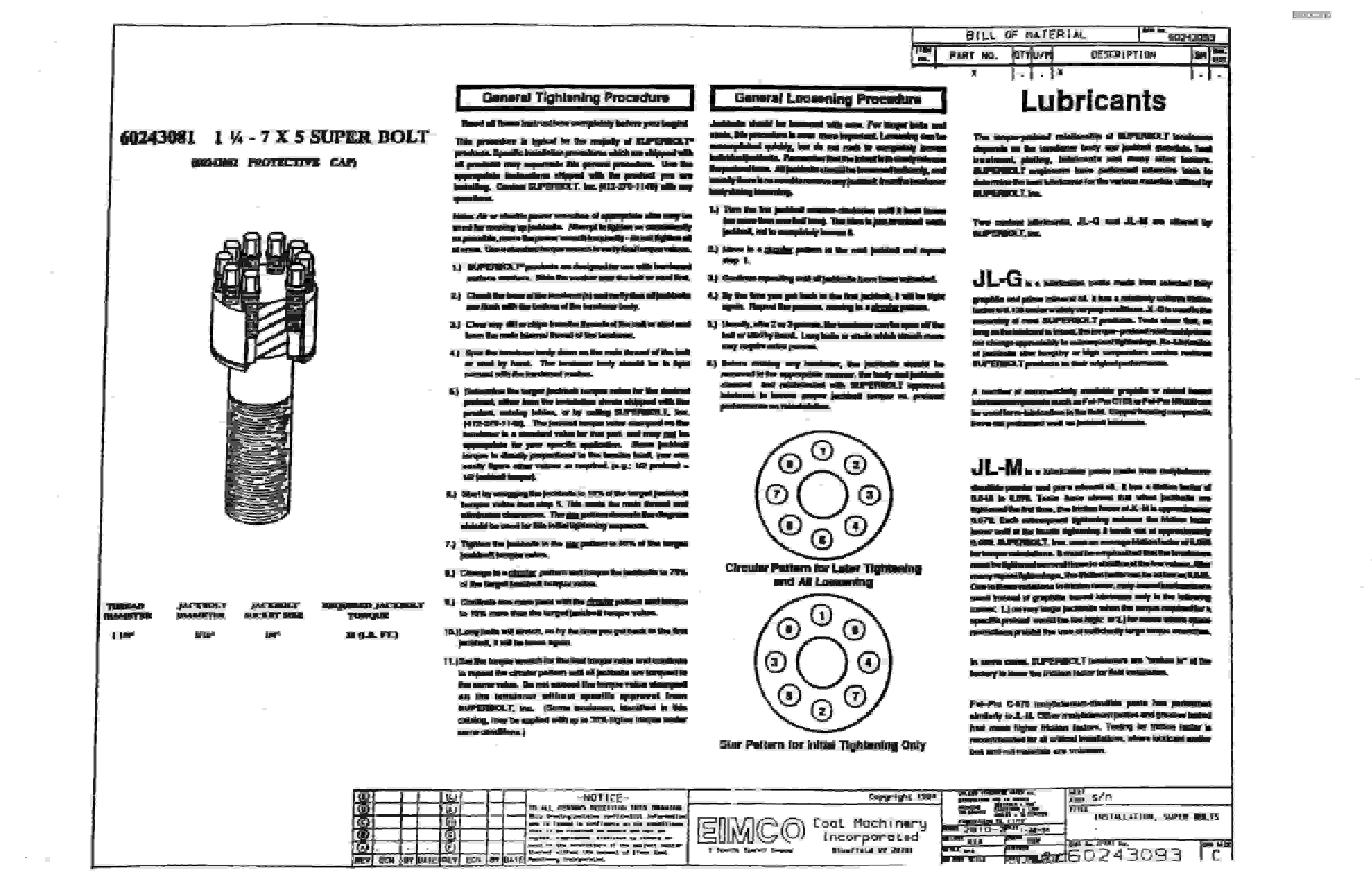 Bucyrus Dash Zero Miner Parts Catalog BI000300-3