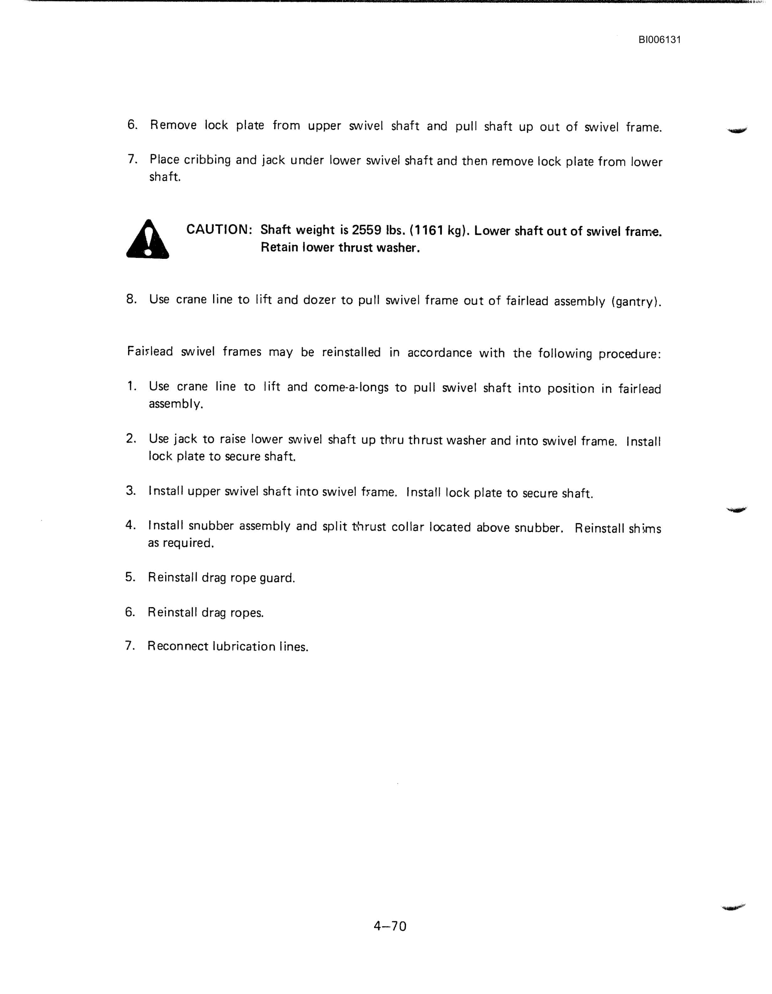 Bucyrus Dresser 8750 Dragline Technical Manual BI006131-2