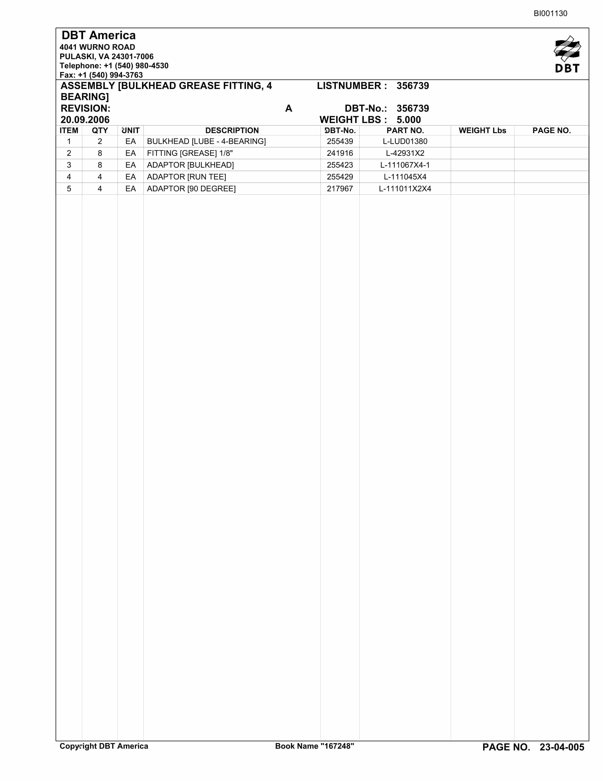 Bucyrus Drive Section Parts Catalog BI001130-2