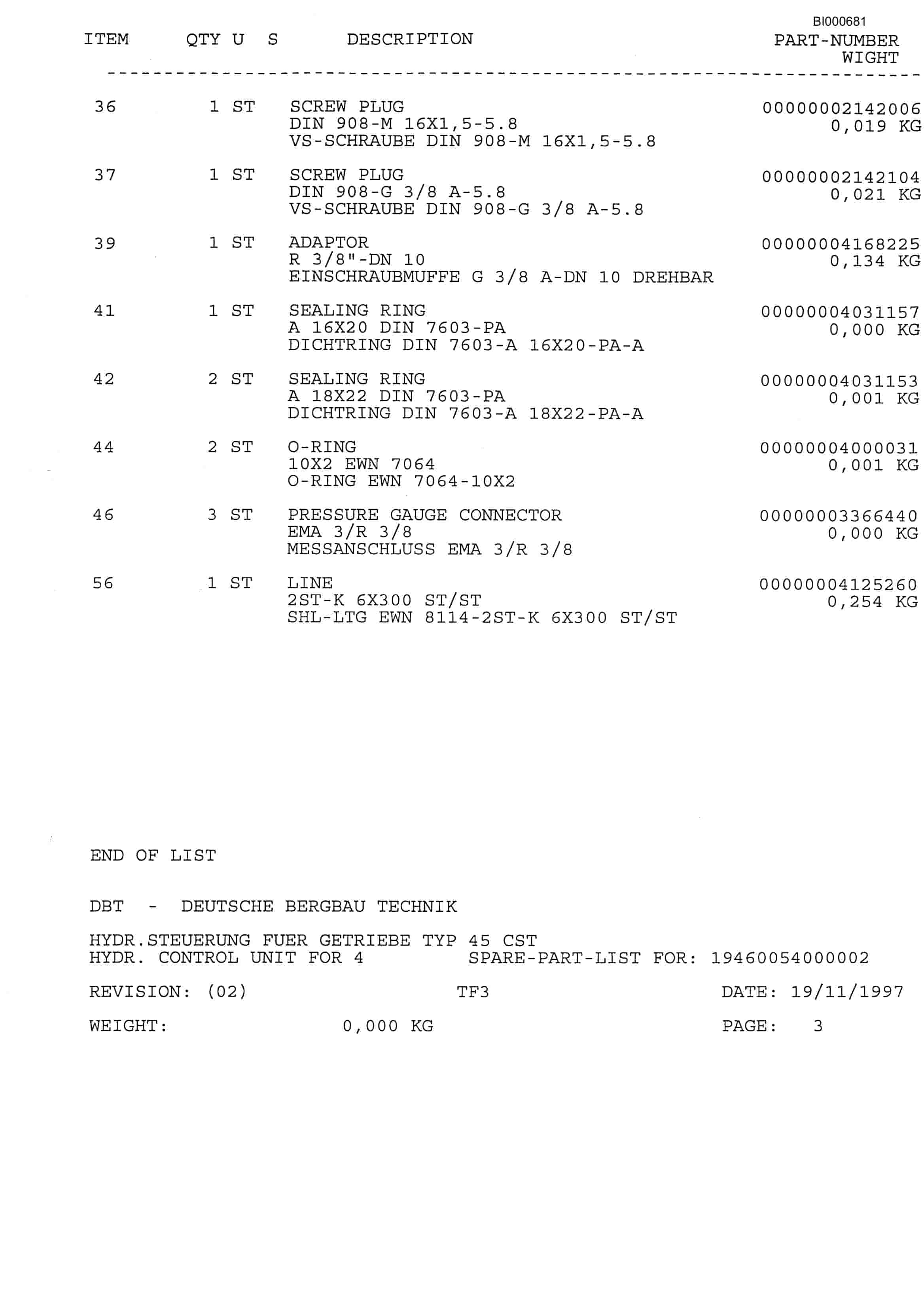 Bucyrus Drummond B5 Face Conveyor Parts Catalog BI000681-3