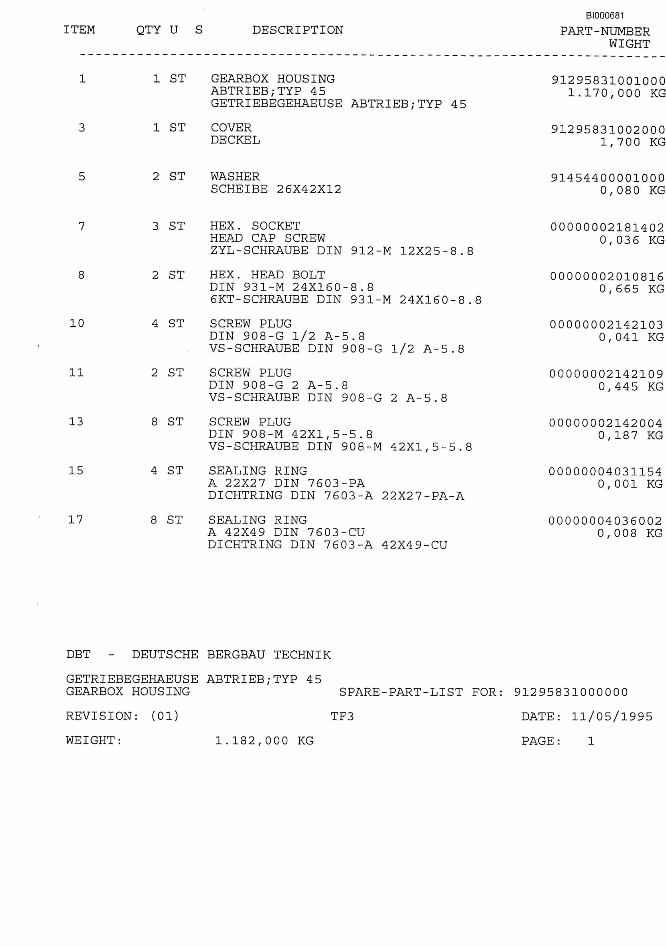 Bucyrus Drummond B5 Face Conveyor Parts Catalog BI000681-4