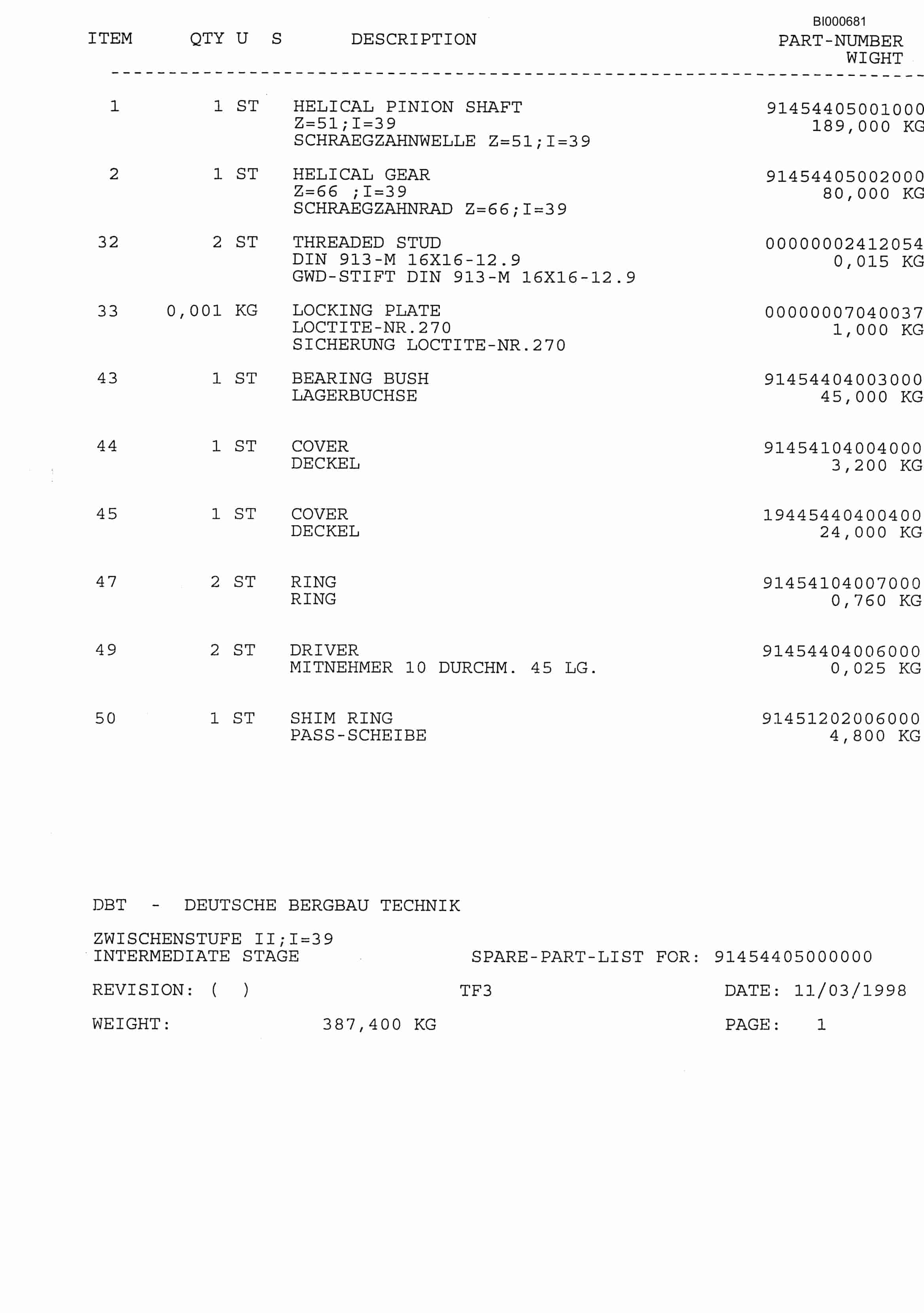 Bucyrus Drummond B5 Face Conveyor Parts Catalog BI000681-5